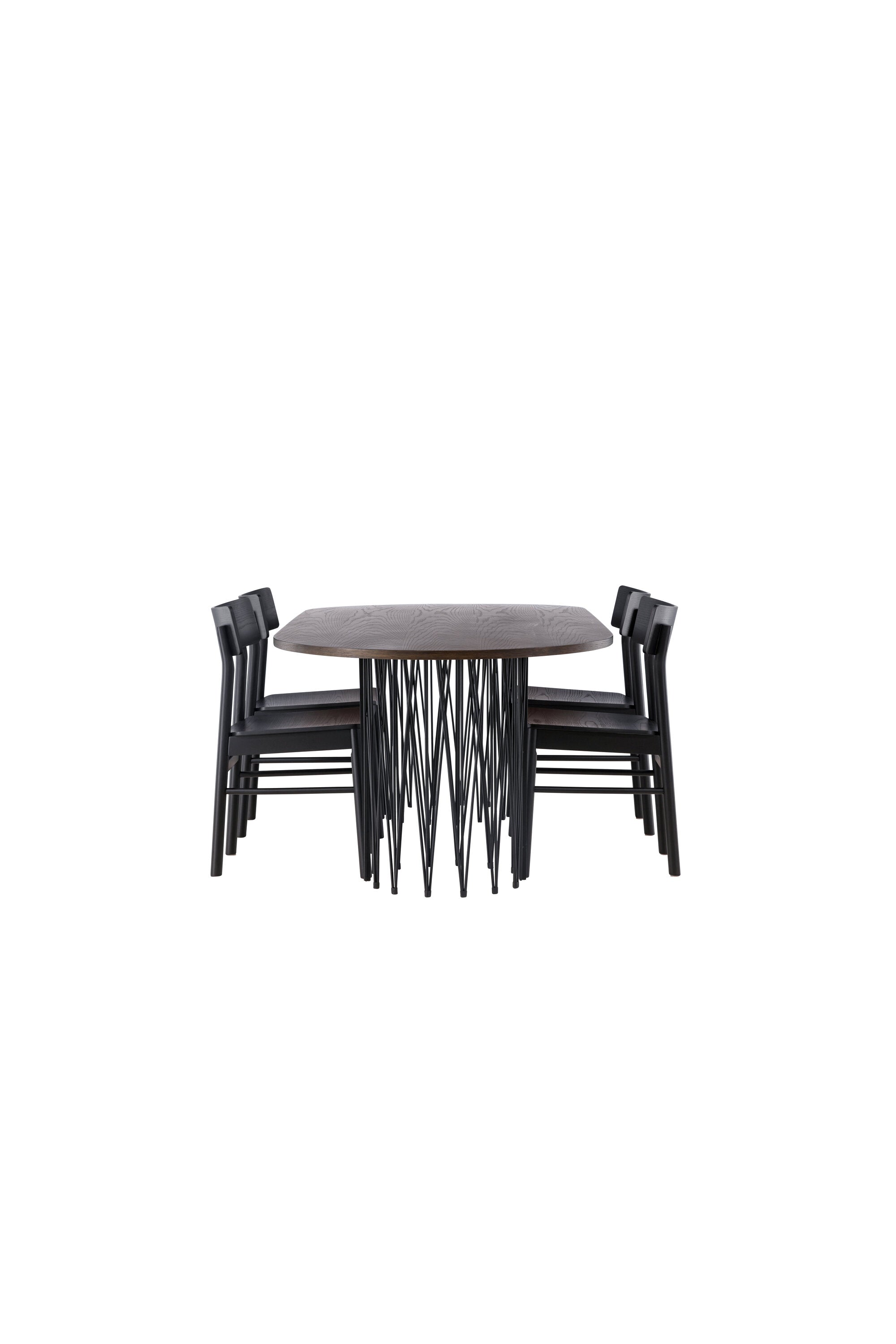 Stone oval Esstisch + 4 x Montros Esszimmerstuhl in Schwarz präsentiert im Onlineshop von KAQTU Design AG. Esszimmerset ist von Venture Home