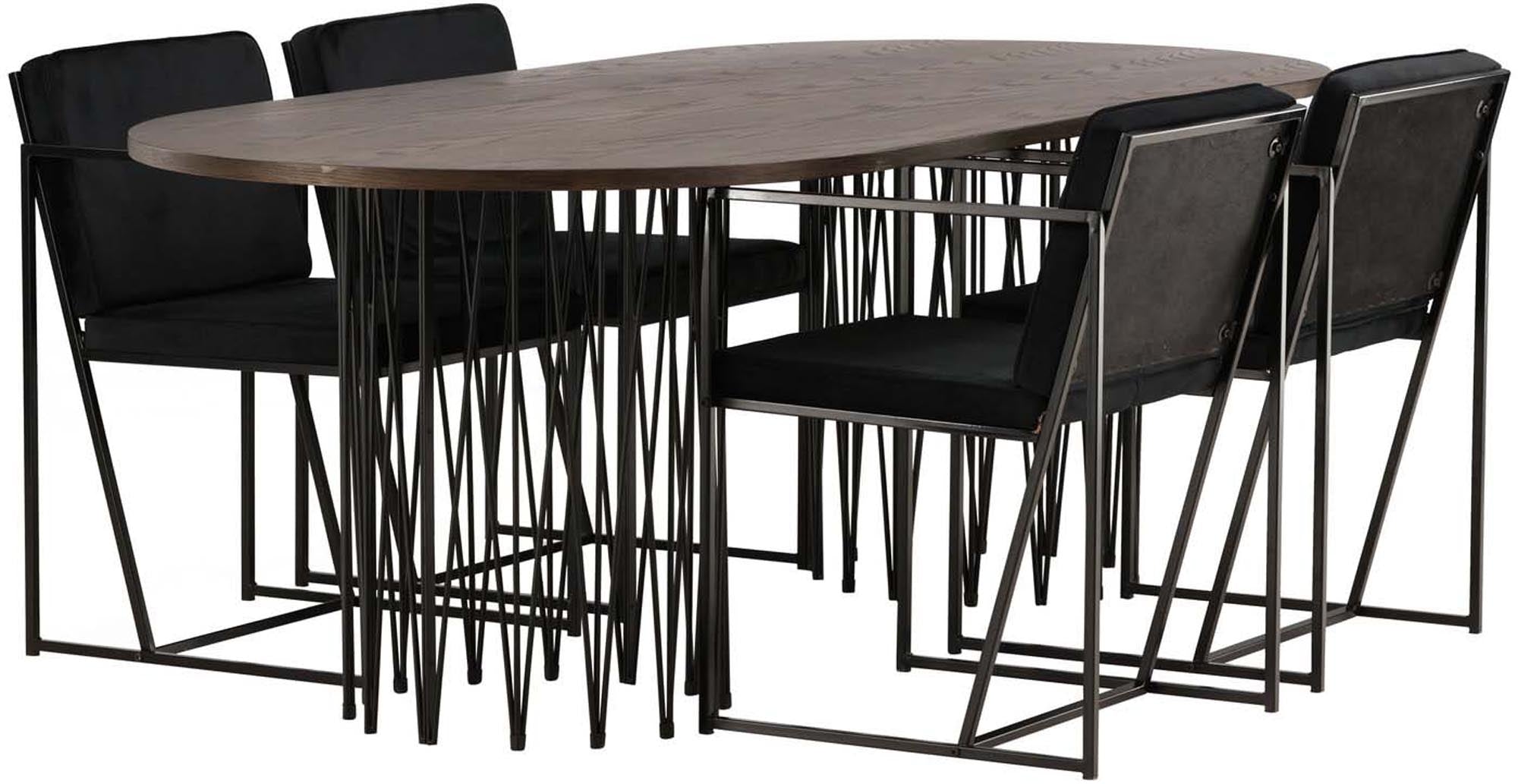 Modernes Stone Esszimmerset 220cm mit 4 Stühlen von Venture Home.