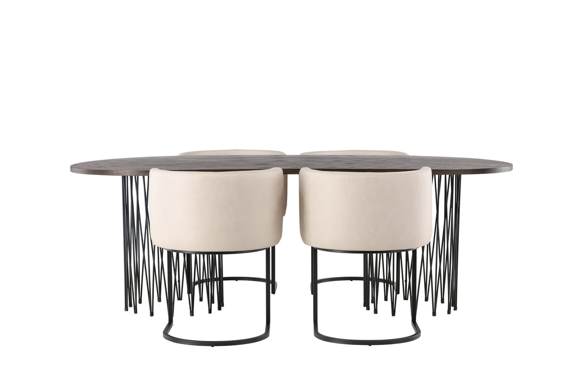 Stone Esszimmerset + Simrishamn 220cm/4St. in Beige, Schwarz präsentiert im Onlineshop von KAQTU Design AG. Esszimmerset ist von Venture Home