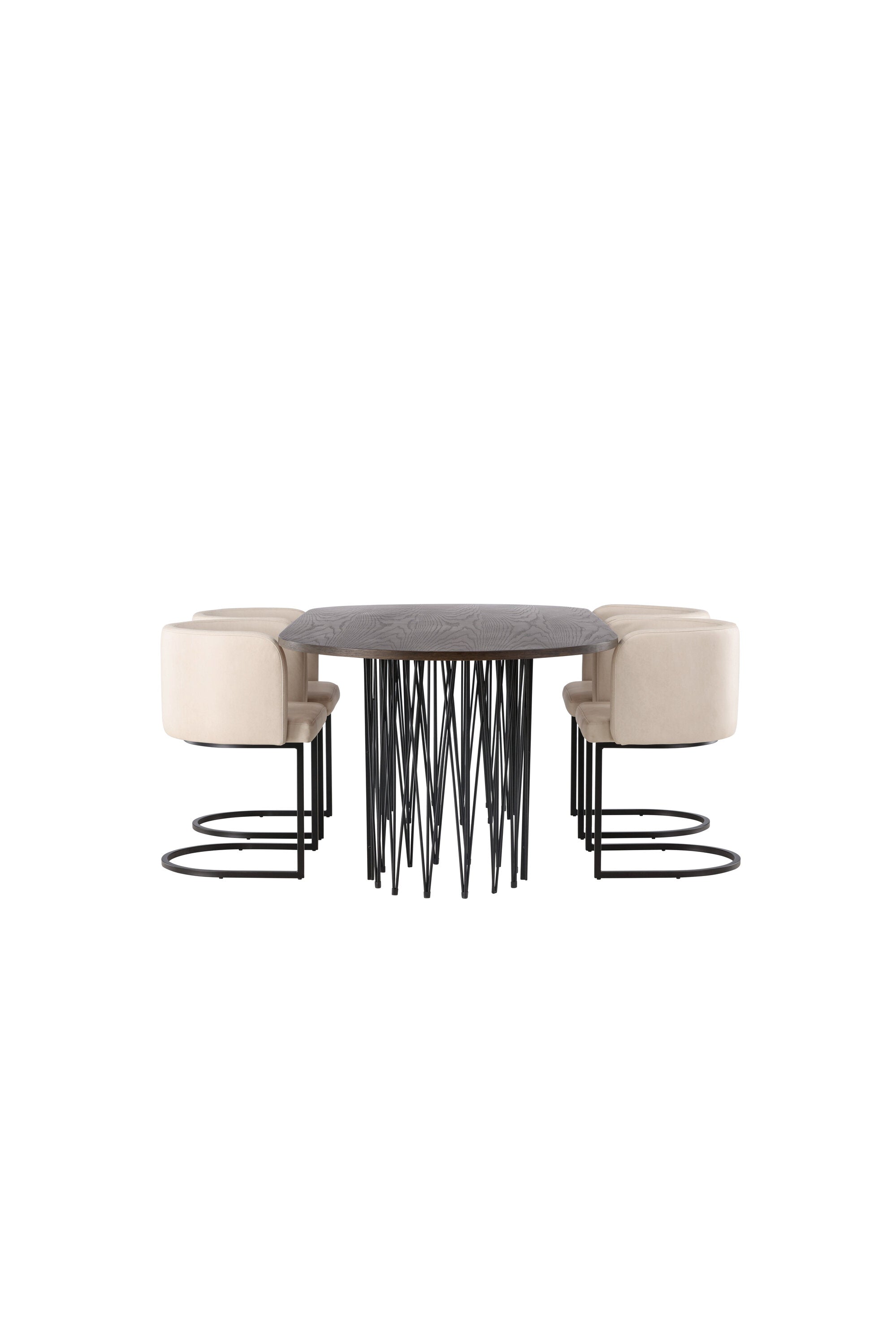 Stone Esszimmerset + Simrishamn 220cm/4St. in Beige, Schwarz präsentiert im Onlineshop von KAQTU Design AG. Esszimmerset ist von Venture Home