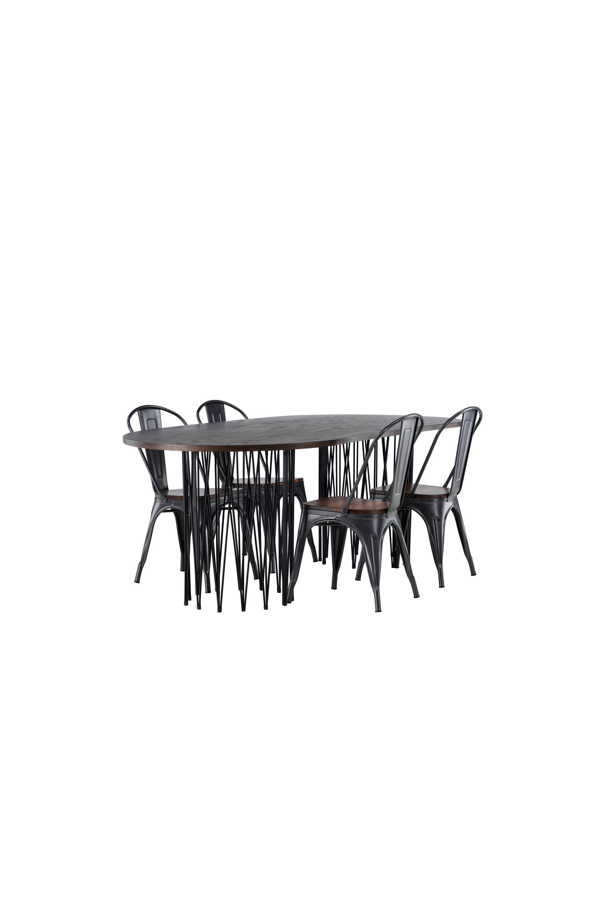 Stone Esszimmerset + Tempe 220cm/4St. in Dunkelgrau, Walnuss präsentiert im Onlineshop von KAQTU Design AG. Esszimmerset ist von Venture Home