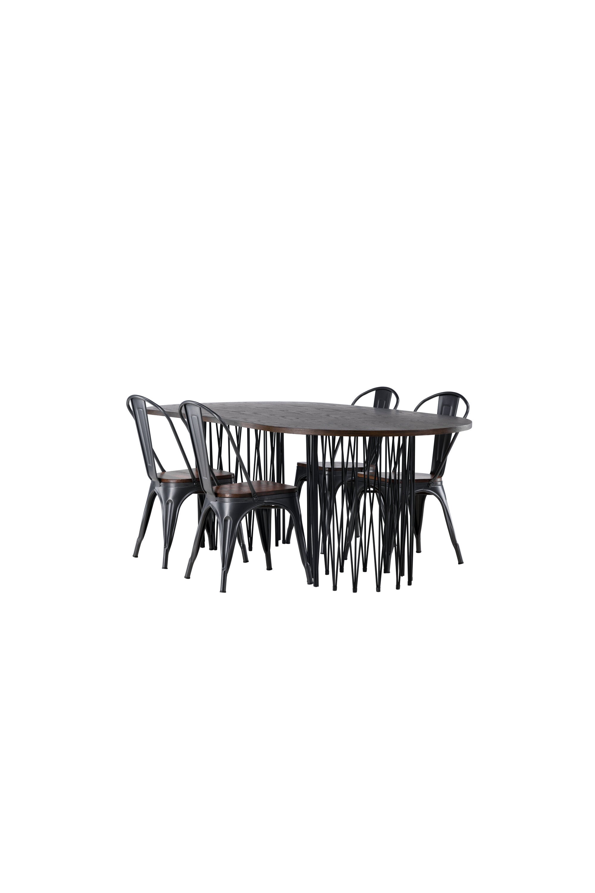 Stone Esszimmerset + Tempe 220cm/4St. in Dunkelgrau, Walnuss präsentiert im Onlineshop von KAQTU Design AG. Esszimmerset ist von Venture Home