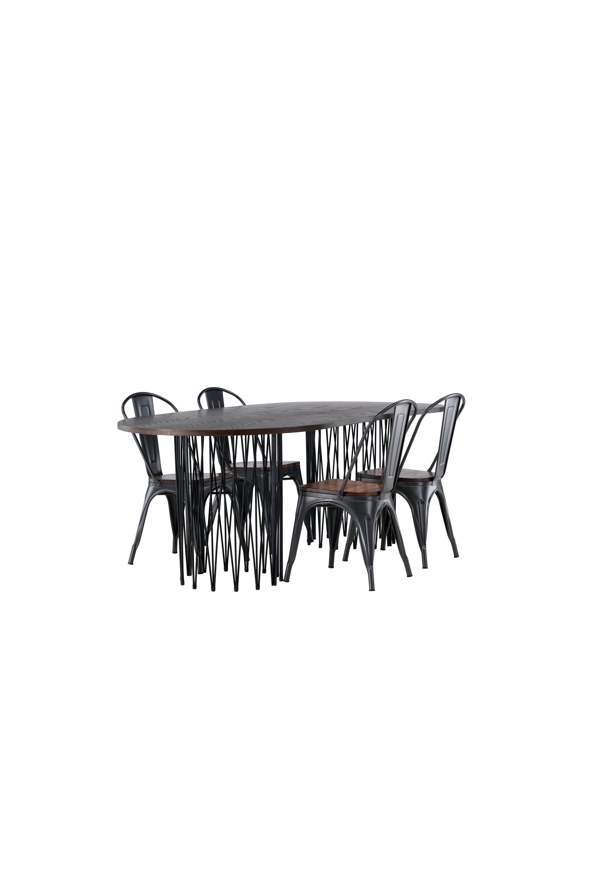 Stone Esszimmerset + Tempe 220cm/4St. in Dunkelgrau, Walnuss präsentiert im Onlineshop von KAQTU Design AG. Esszimmerset ist von Venture Home