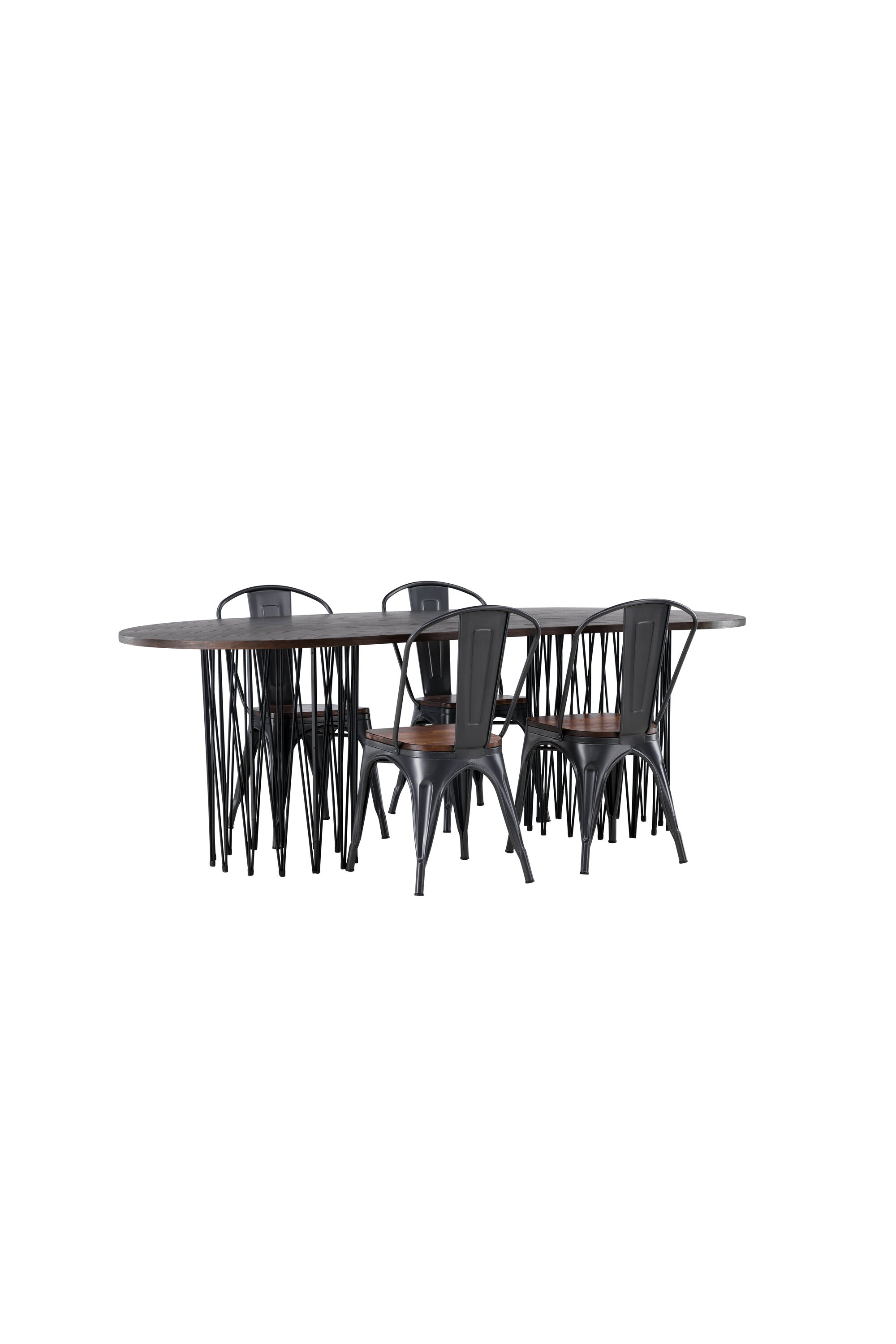 Stone Esszimmerset + Tempe 220cm/4St. in Dunkelgrau, Walnuss präsentiert im Onlineshop von KAQTU Design AG. Esszimmerset ist von Venture Home