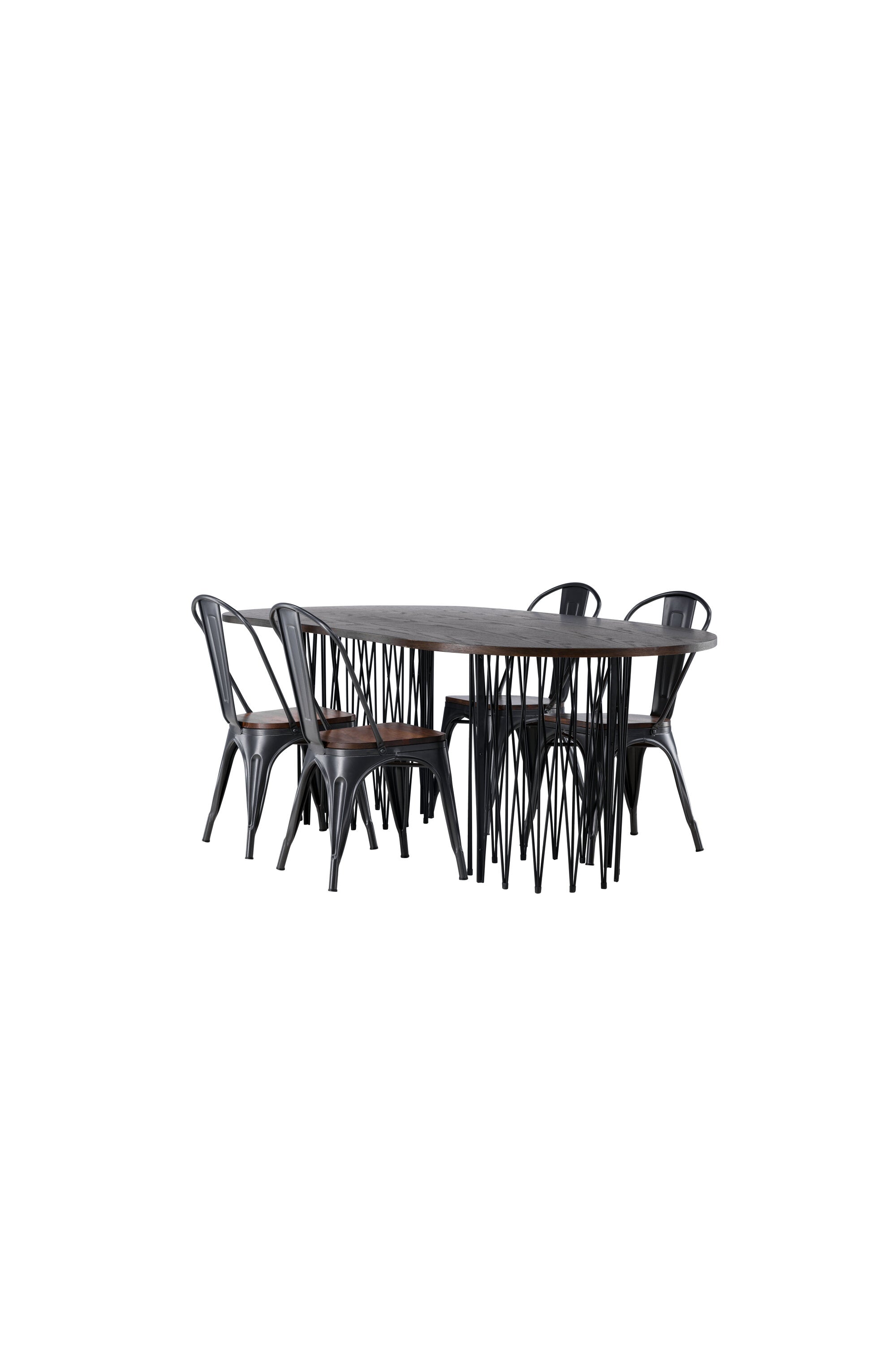 Stone Esszimmerset + Tempe 220cm/4St. in Dunkelgrau, Walnuss präsentiert im Onlineshop von KAQTU Design AG. Esszimmerset ist von Venture Home