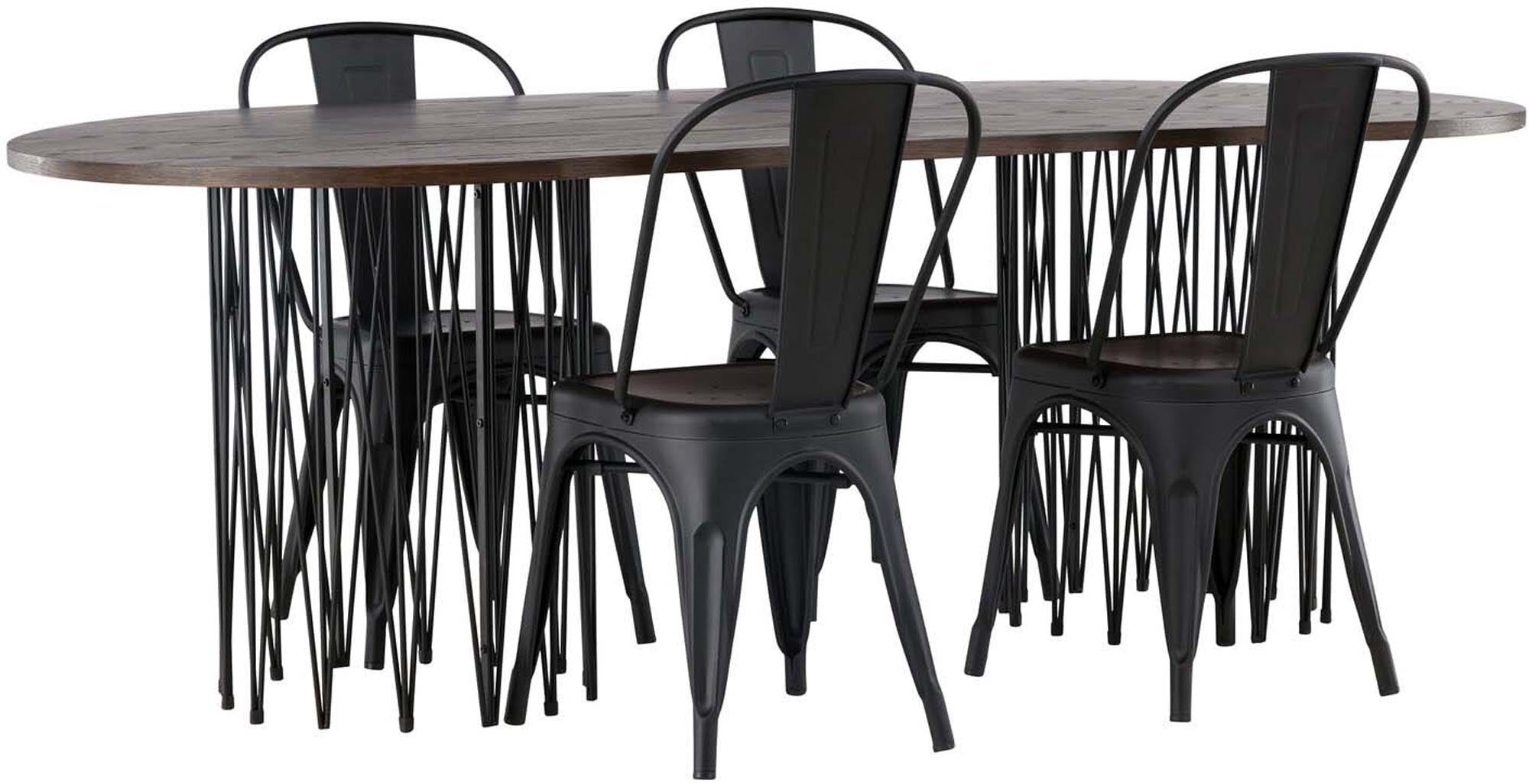 Elegantes Stone Esszimmerset 220cm mit 4 Stühlen von Venture Home.