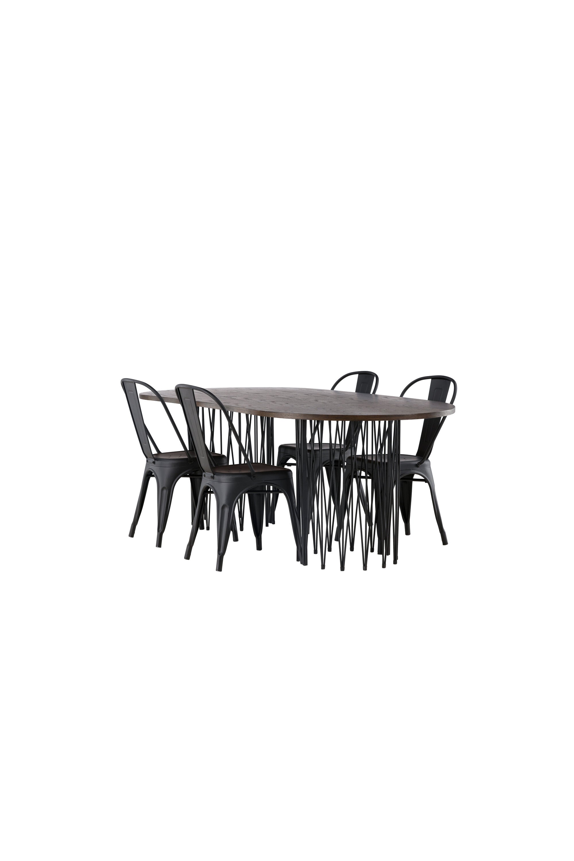 Stone Esszimmerset + Tempe 220cm/4St. in Schwarz präsentiert im Onlineshop von KAQTU Design AG. Esszimmerset ist von Venture Home