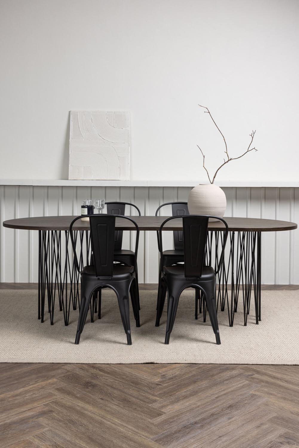 Stone Esszimmerset + Tempe 220cm/4St. in Schwarz präsentiert im Onlineshop von KAQTU Design AG. Esszimmerset ist von Venture Home