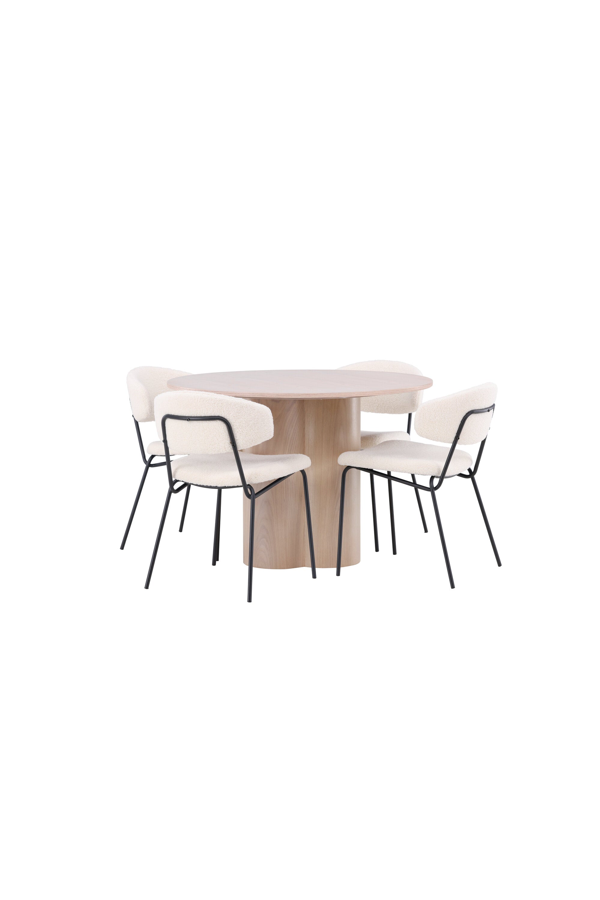 Olivia Esszimmer Set + Chico ⌀110cm/4St. in Natur / Weiss präsentiert im Onlineshop von KAQTU Design AG. Esszimmerset ist von Venture Home