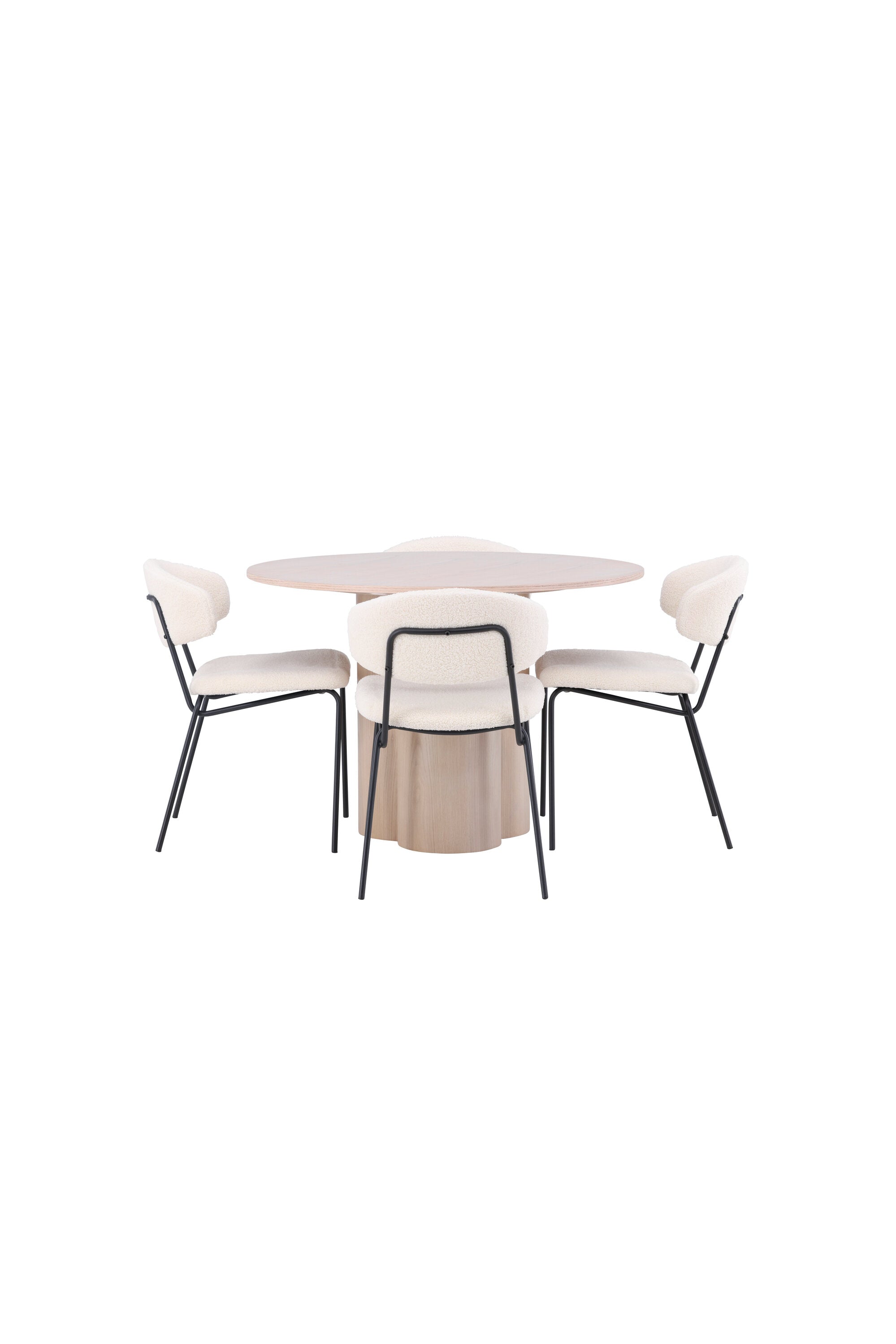 Olivia Esszimmer Set + Chico ⌀110cm/4St. in Natur / Weiss präsentiert im Onlineshop von KAQTU Design AG. Esszimmerset ist von Venture Home