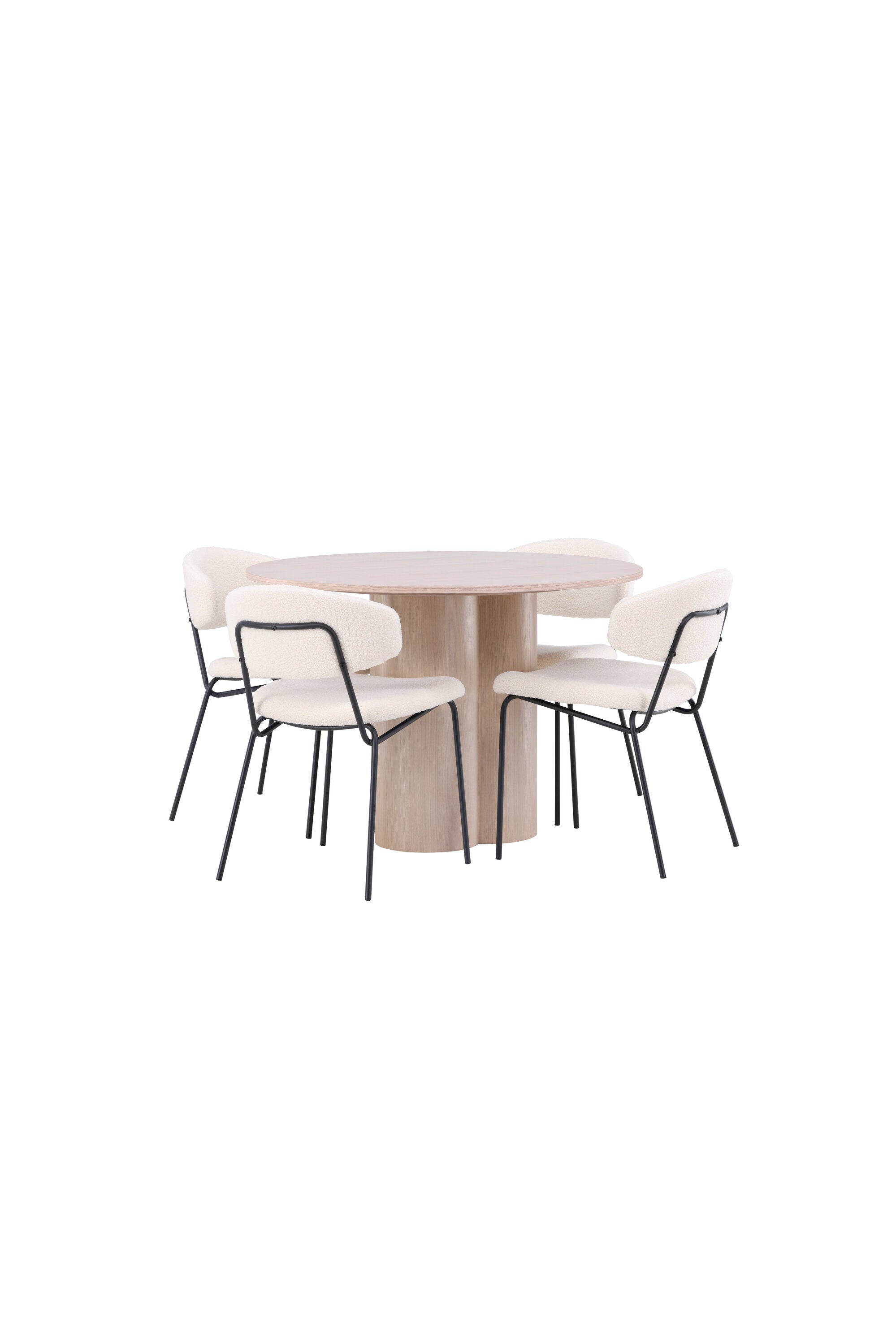 Olivia Esszimmer Set + Chico ⌀110cm/4St. in Natur / Weiss präsentiert im Onlineshop von KAQTU Design AG. Esszimmerset ist von Venture Home