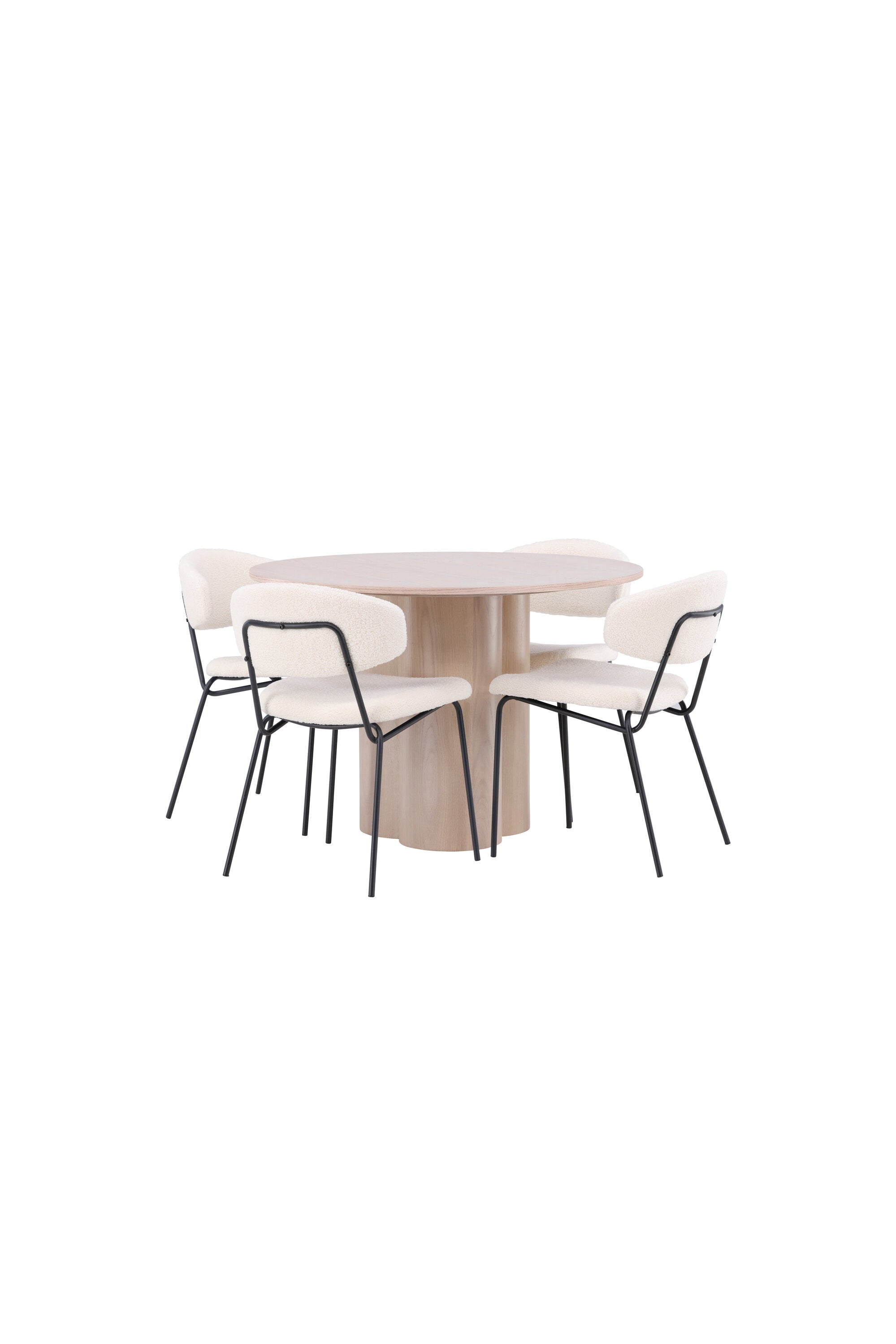 Olivia Esszimmer Set + Chico ⌀110cm/4St. in Natur / Weiss präsentiert im Onlineshop von KAQTU Design AG. Esszimmerset ist von Venture Home