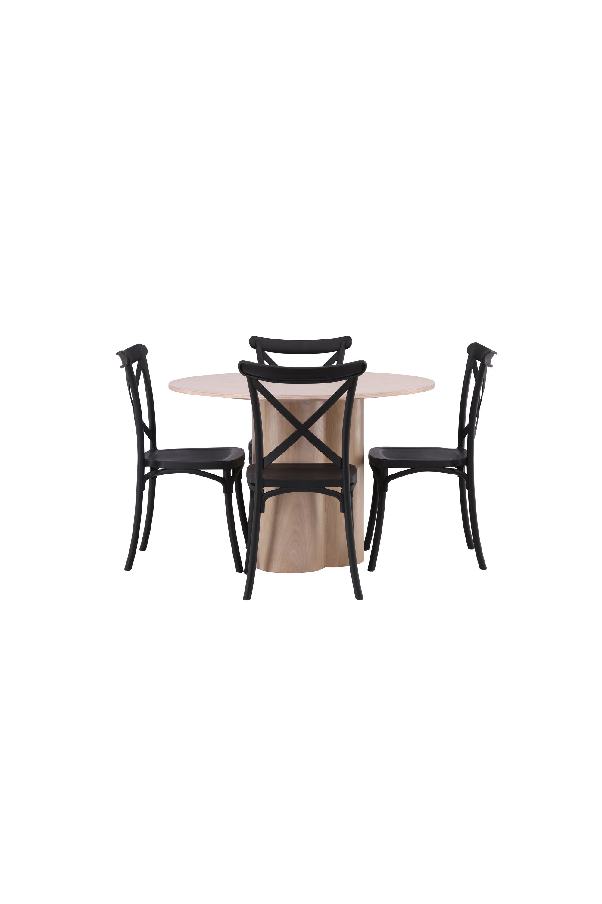 Olivia Esszimmer Set + Crosett ⌀110cm/4St. in Natur / Schwarz präsentiert im Onlineshop von KAQTU Design AG. Esszimmerset ist von Venture Home