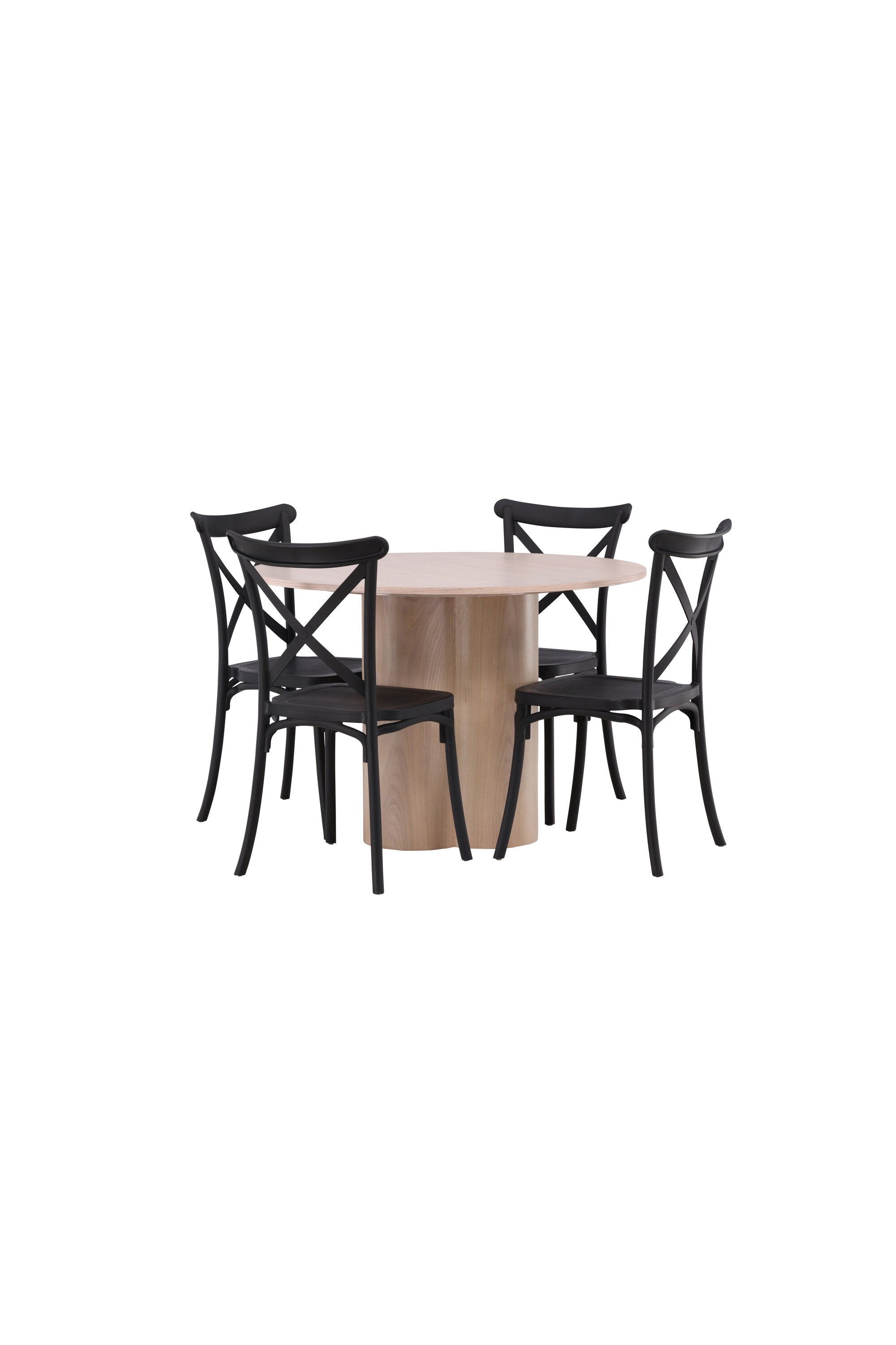 Olivia Esszimmer Set + Crosett ⌀110cm/4St. in Natur / Schwarz präsentiert im Onlineshop von KAQTU Design AG. Esszimmerset ist von Venture Home
