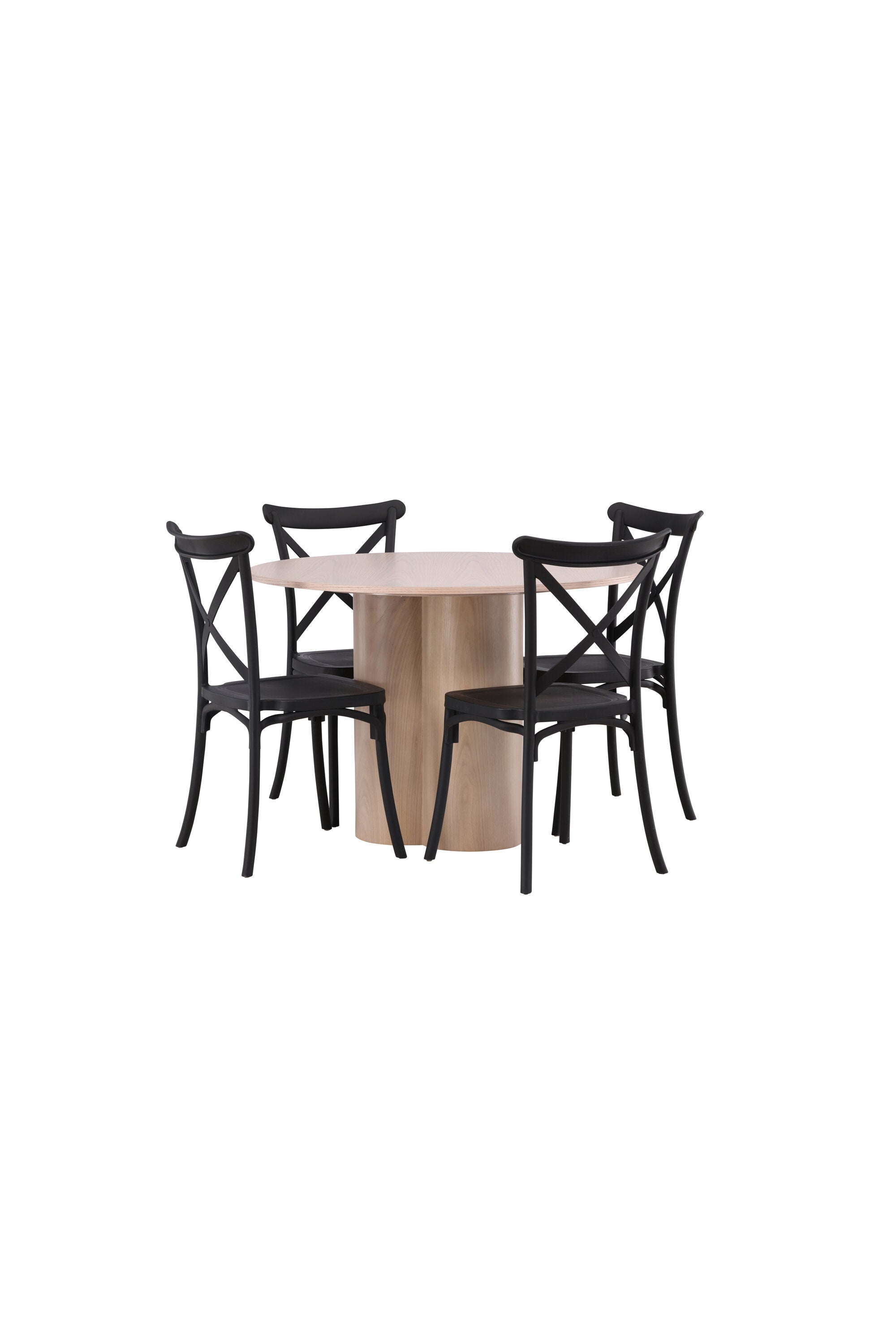 Olivia Esszimmer Set + Crosett ⌀110cm/4St. in Natur / Schwarz präsentiert im Onlineshop von KAQTU Design AG. Esszimmerset ist von Venture Home