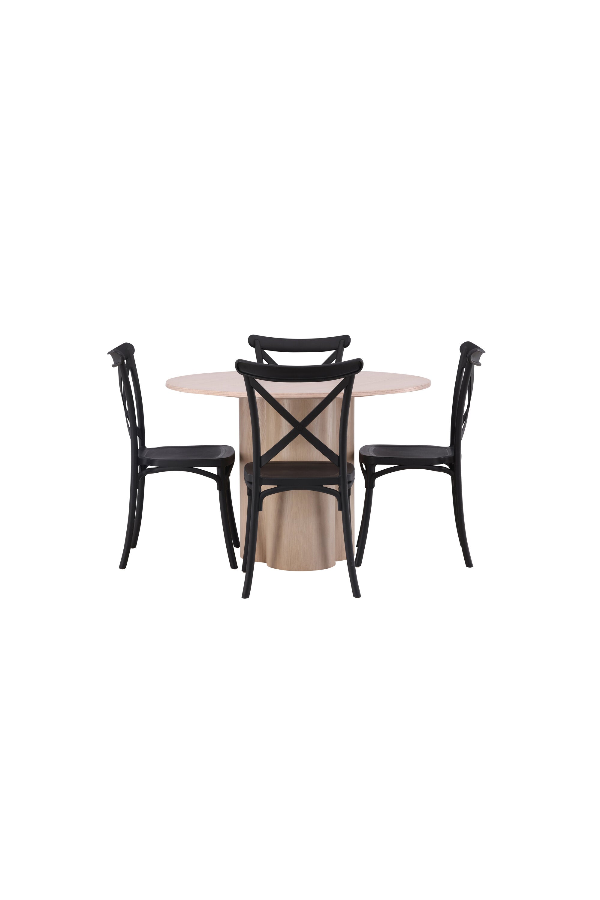 Olivia Esszimmer Set + Crosett ⌀110cm/4St. in Natur / Schwarz präsentiert im Onlineshop von KAQTU Design AG. Esszimmerset ist von Venture Home