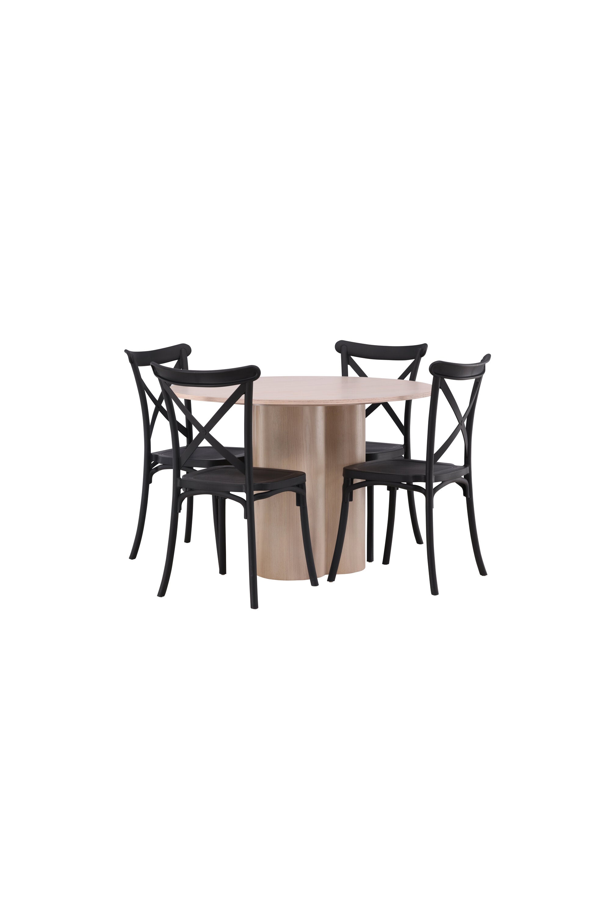 Olivia Esszimmer Set + Crosett ⌀110cm/4St. in Natur / Schwarz präsentiert im Onlineshop von KAQTU Design AG. Esszimmerset ist von Venture Home