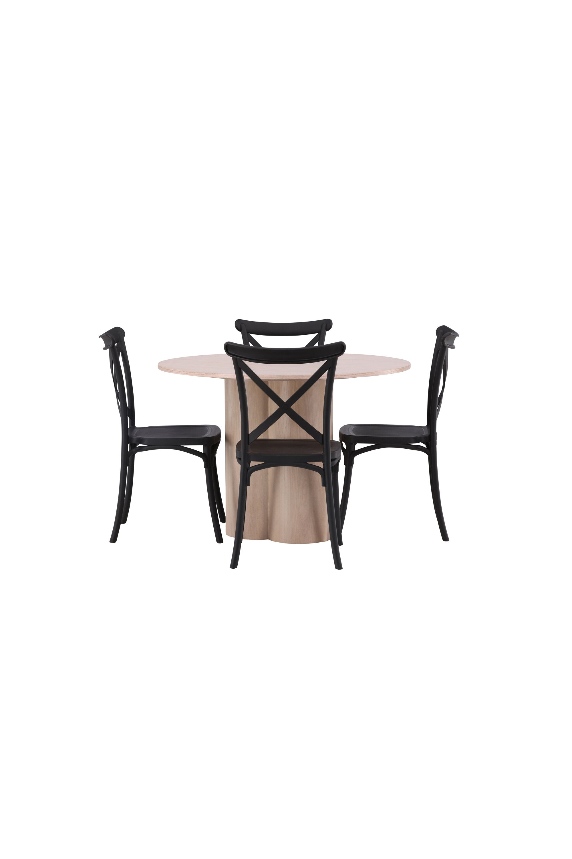 Olivia Esszimmer Set + Crosett ⌀110cm/4St. in Natur / Schwarz präsentiert im Onlineshop von KAQTU Design AG. Esszimmerset ist von Venture Home