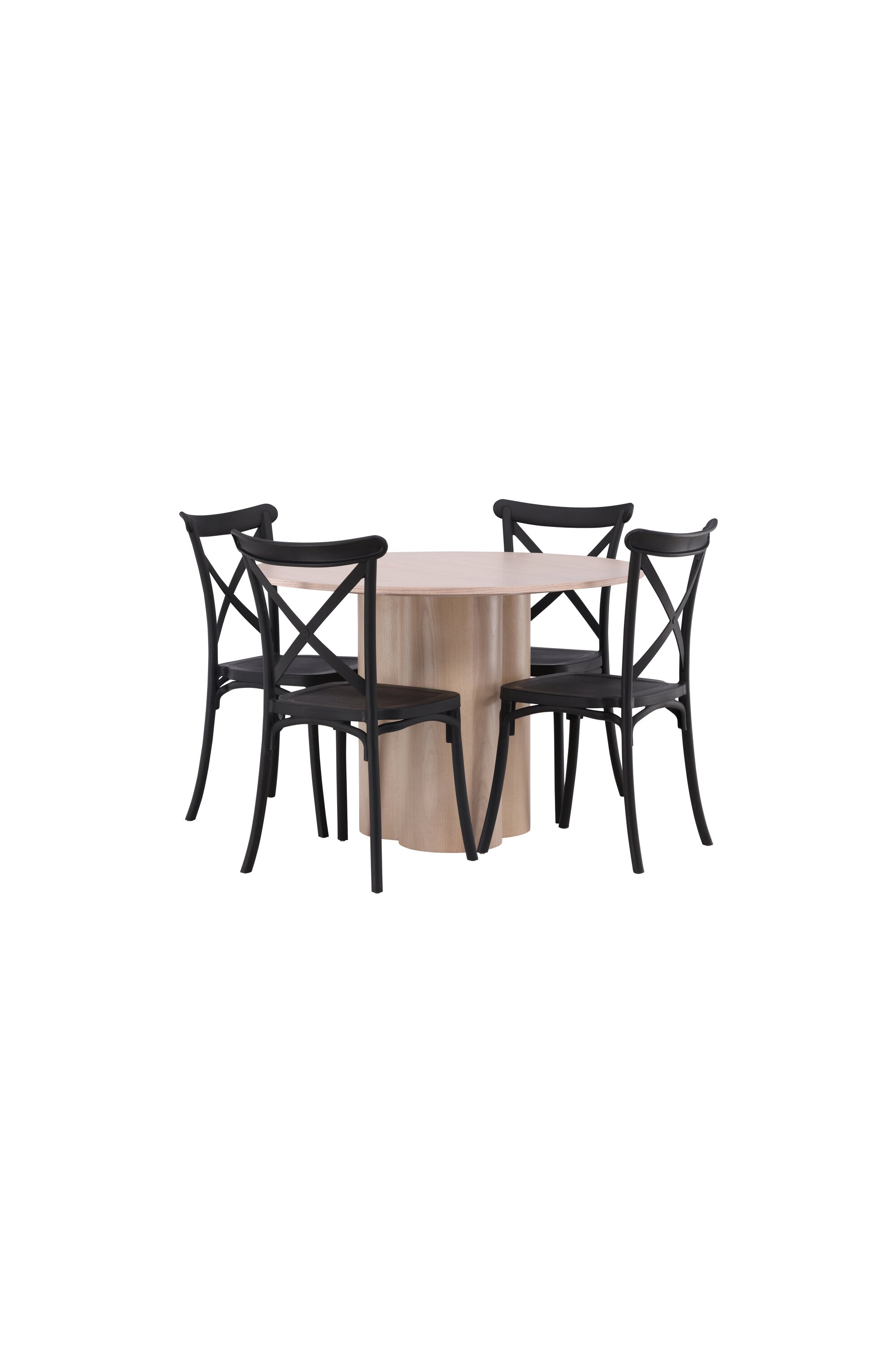 Olivia Esszimmer Set + Crosett ⌀110cm/4St. in Natur / Schwarz präsentiert im Onlineshop von KAQTU Design AG. Esszimmerset ist von Venture Home