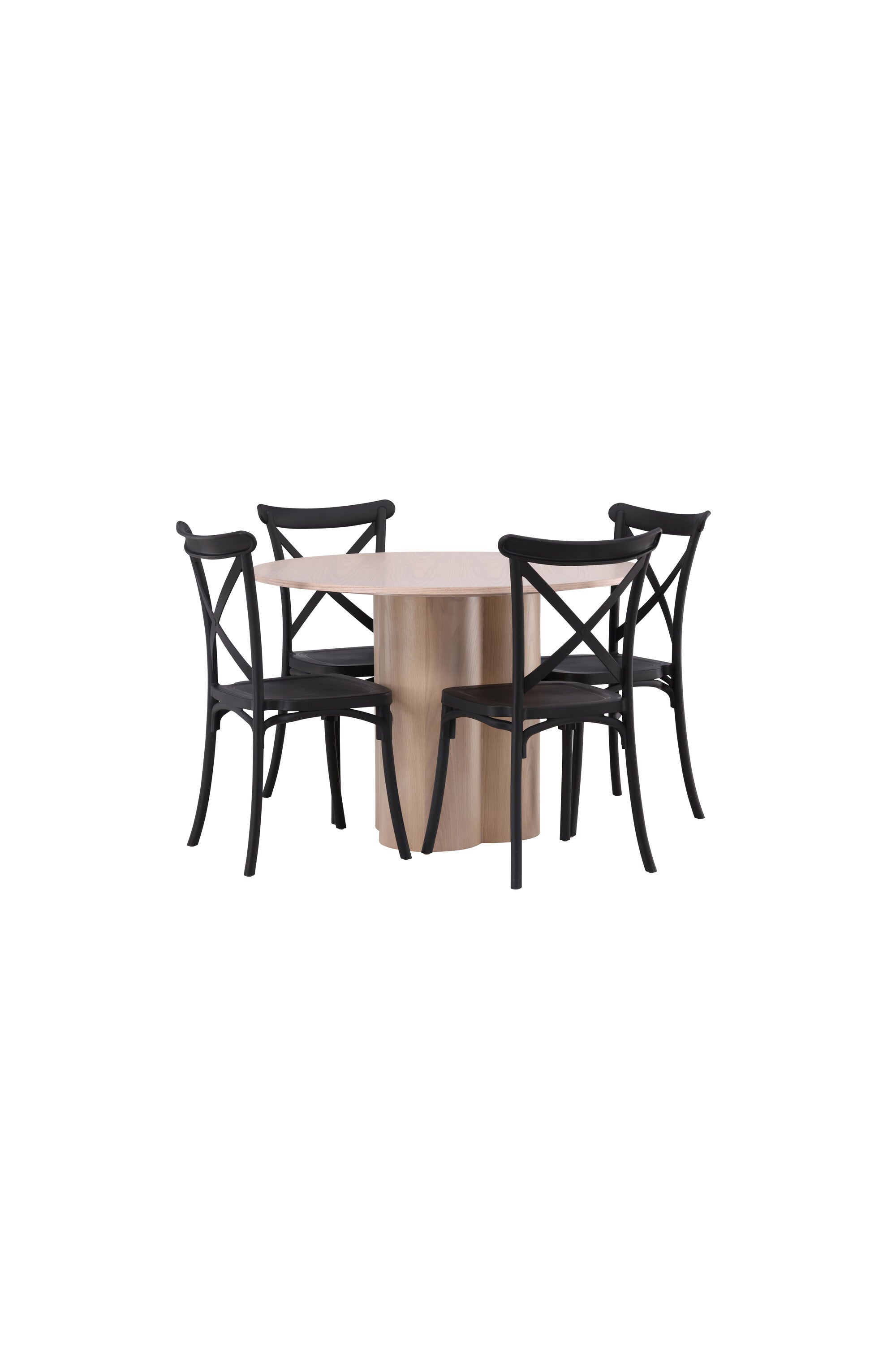 Olivia Esszimmer Set + Crosett ⌀110cm/4St. in Natur / Schwarz präsentiert im Onlineshop von KAQTU Design AG. Esszimmerset ist von Venture Home
