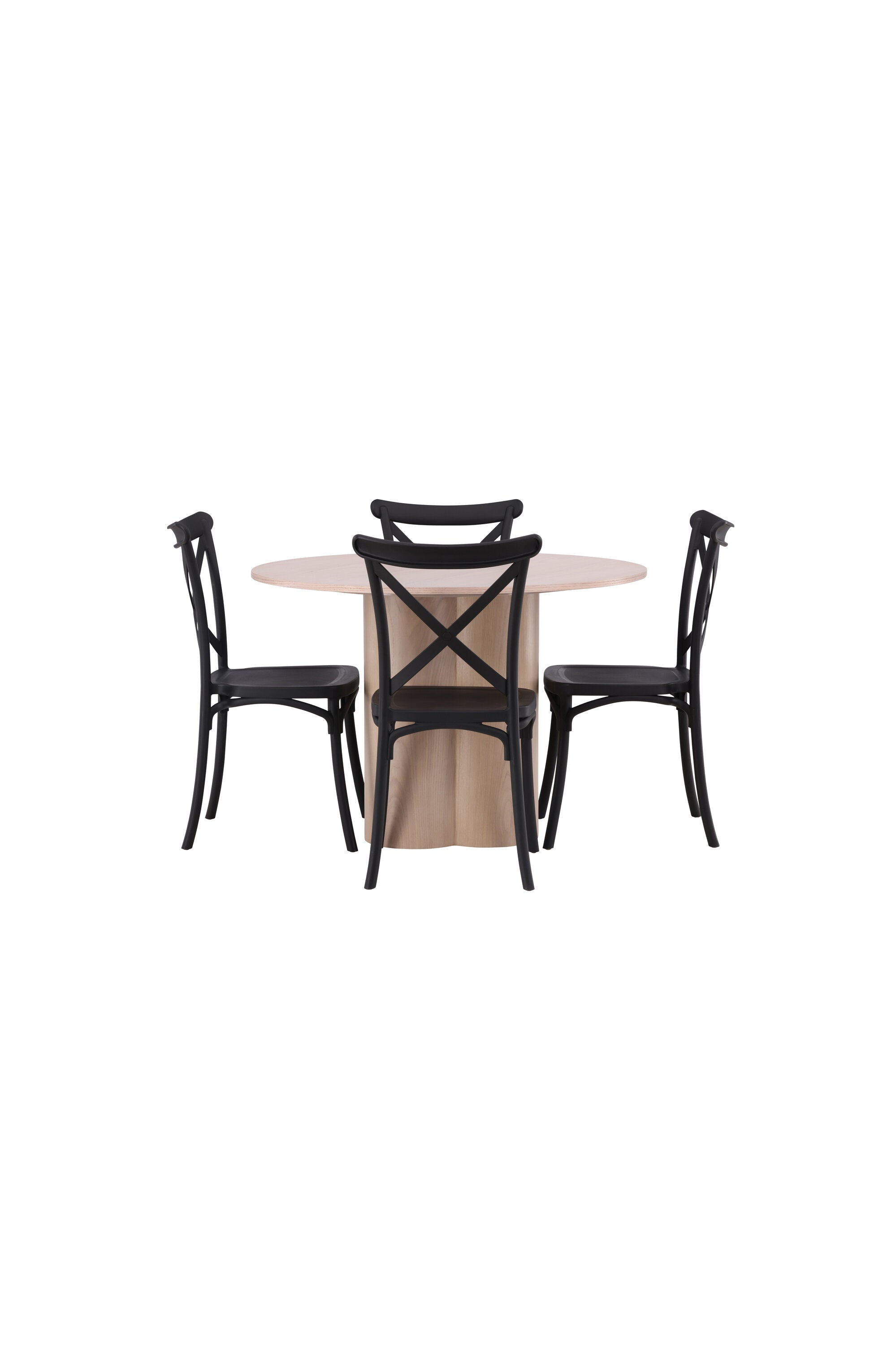 Olivia Esszimmer Set + Crosett ⌀110cm/4St. in Natur / Schwarz präsentiert im Onlineshop von KAQTU Design AG. Esszimmerset ist von Venture Home