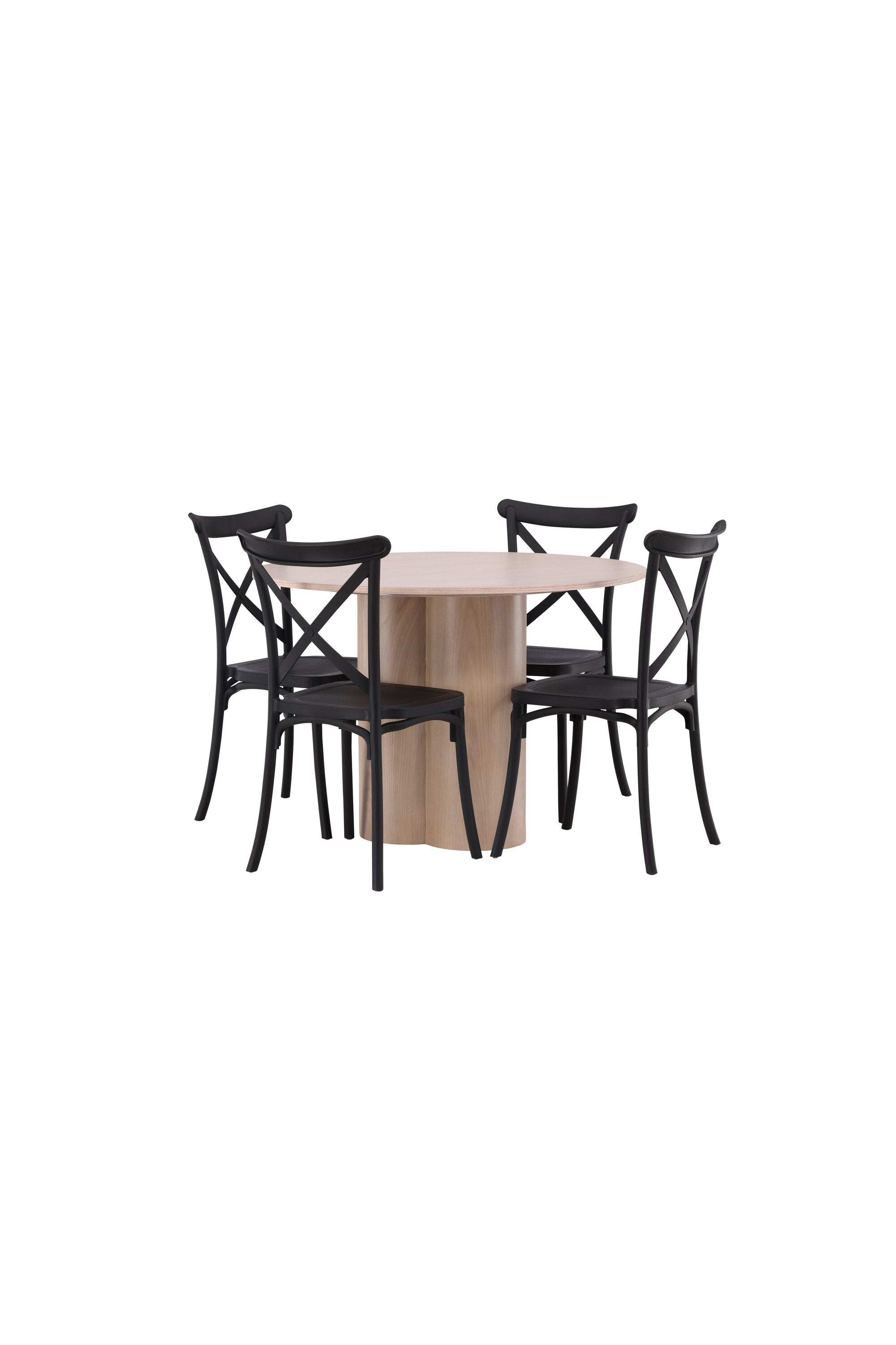 Olivia Esszimmer Set + Crosett ⌀110cm/4St. in Natur / Schwarz präsentiert im Onlineshop von KAQTU Design AG. Esszimmerset ist von Venture Home