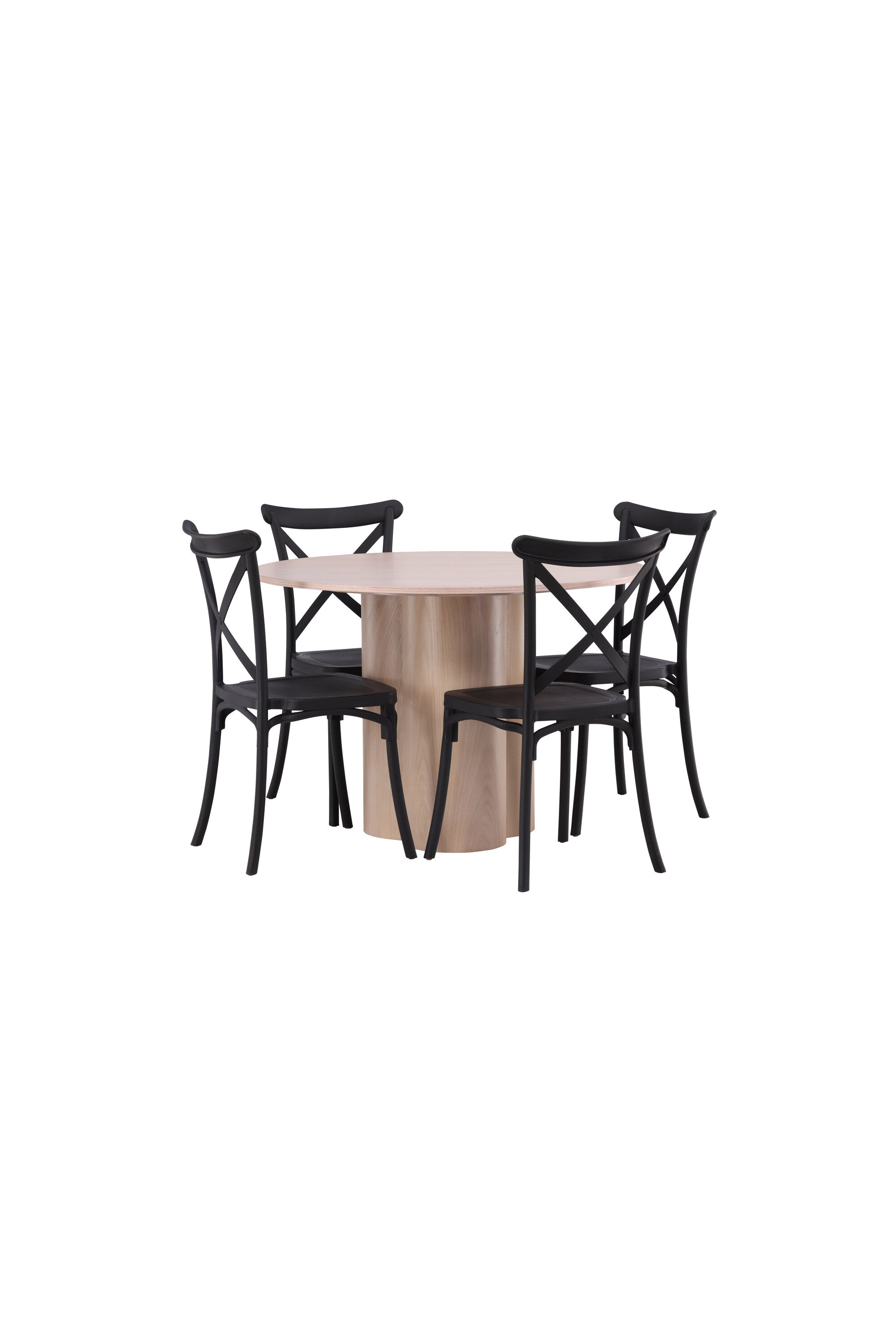 Olivia Esszimmer Set + Crosett ⌀110cm/4St. in Natur / Schwarz präsentiert im Onlineshop von KAQTU Design AG. Esszimmerset ist von Venture Home