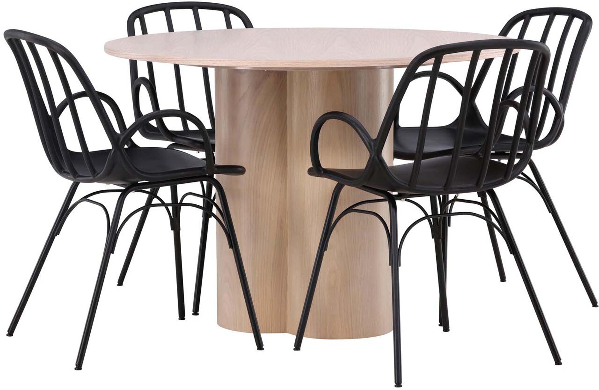 Stilvolles Esszimmerset Olivia mit Dyrön Tisch (110cm) und 4 eleganten Stühlen. Perfekt für ein modernes Zuhause.