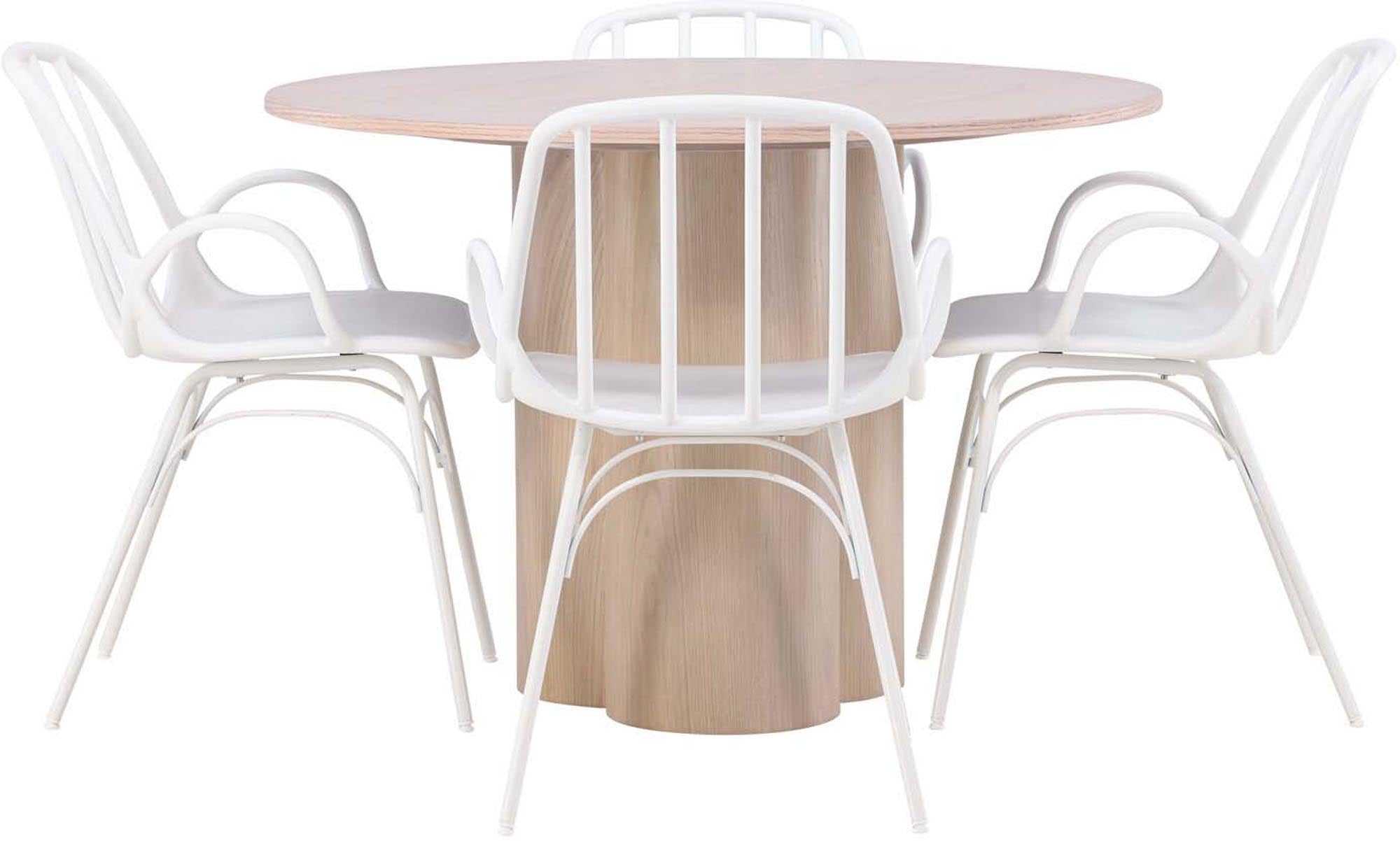 Entdecken Sie das Olivia Esszimmer Set + Dyrön von Venture Home: Stilvolles skandinavisches Design, eleganter Esstisch und bequeme Stühle für unvergessliche Momente.