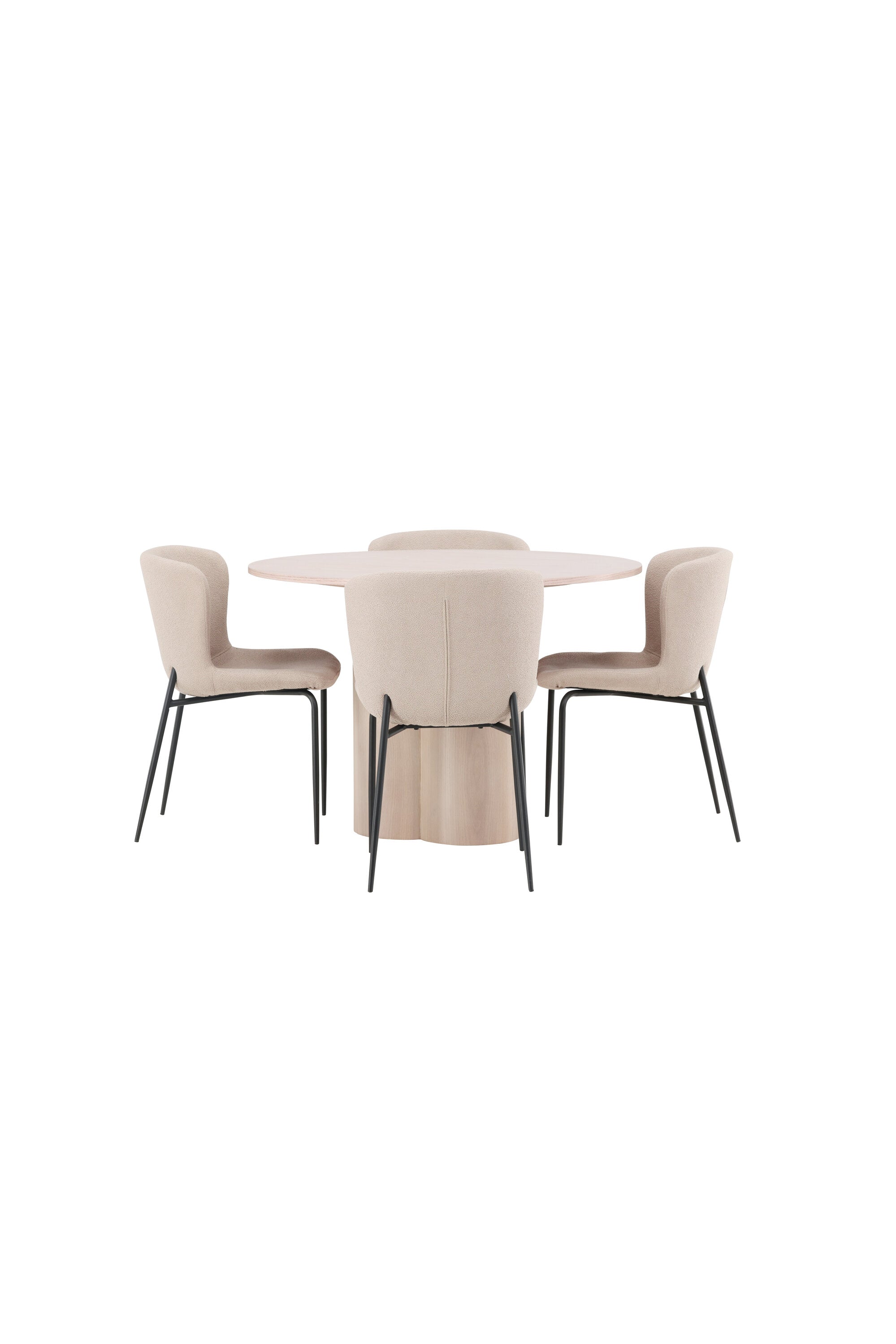Olivia Esszimmer Set + Modesto ⌀110cm/4St. in Natur / Beige / Schwarz präsentiert im Onlineshop von KAQTU Design AG. Esszimmerset ist von Venture Home