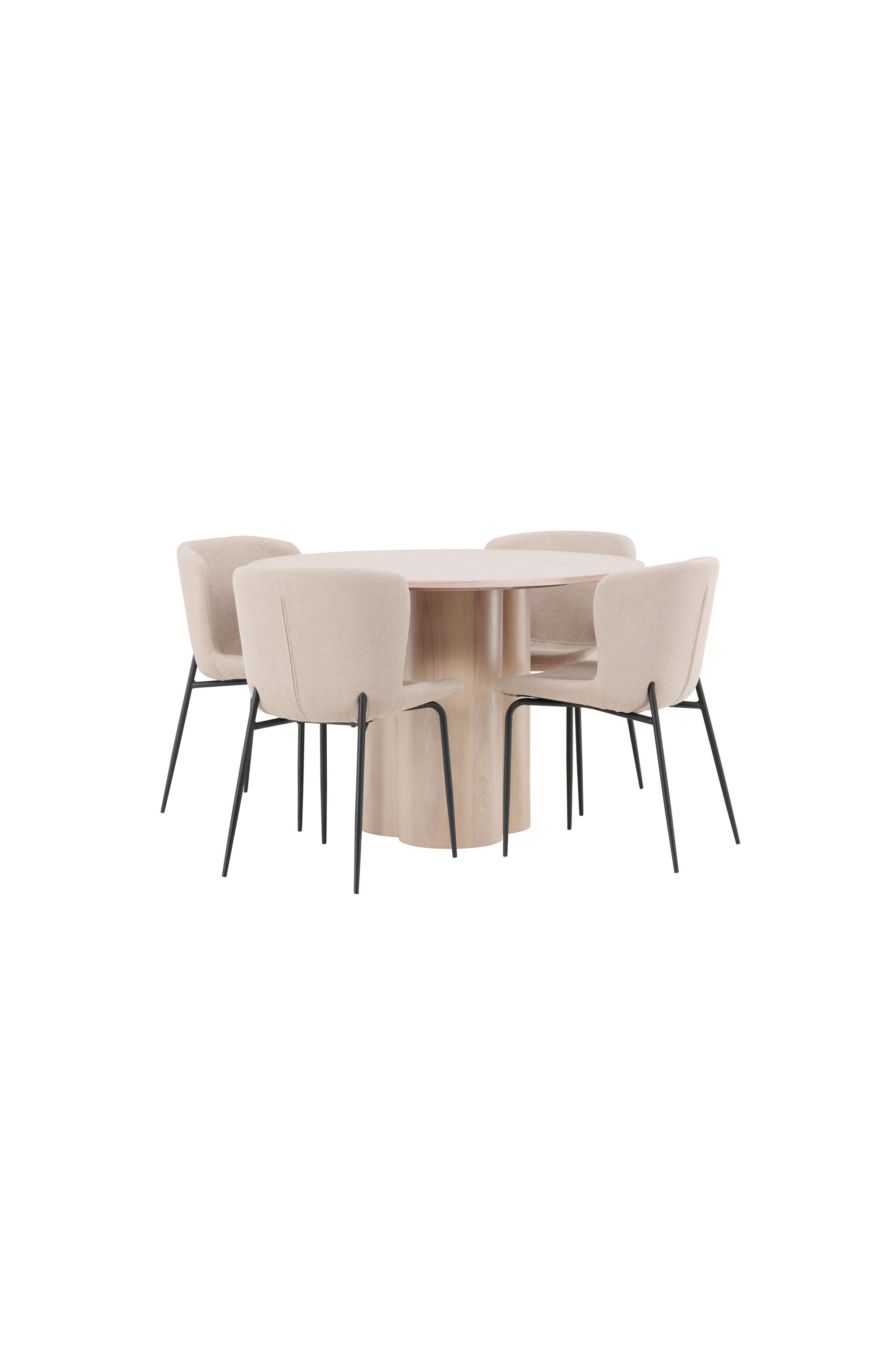 Olivia Esszimmer Set + Modesto ⌀110cm/4St. in Natur / Beige / Schwarz präsentiert im Onlineshop von KAQTU Design AG. Esszimmerset ist von Venture Home