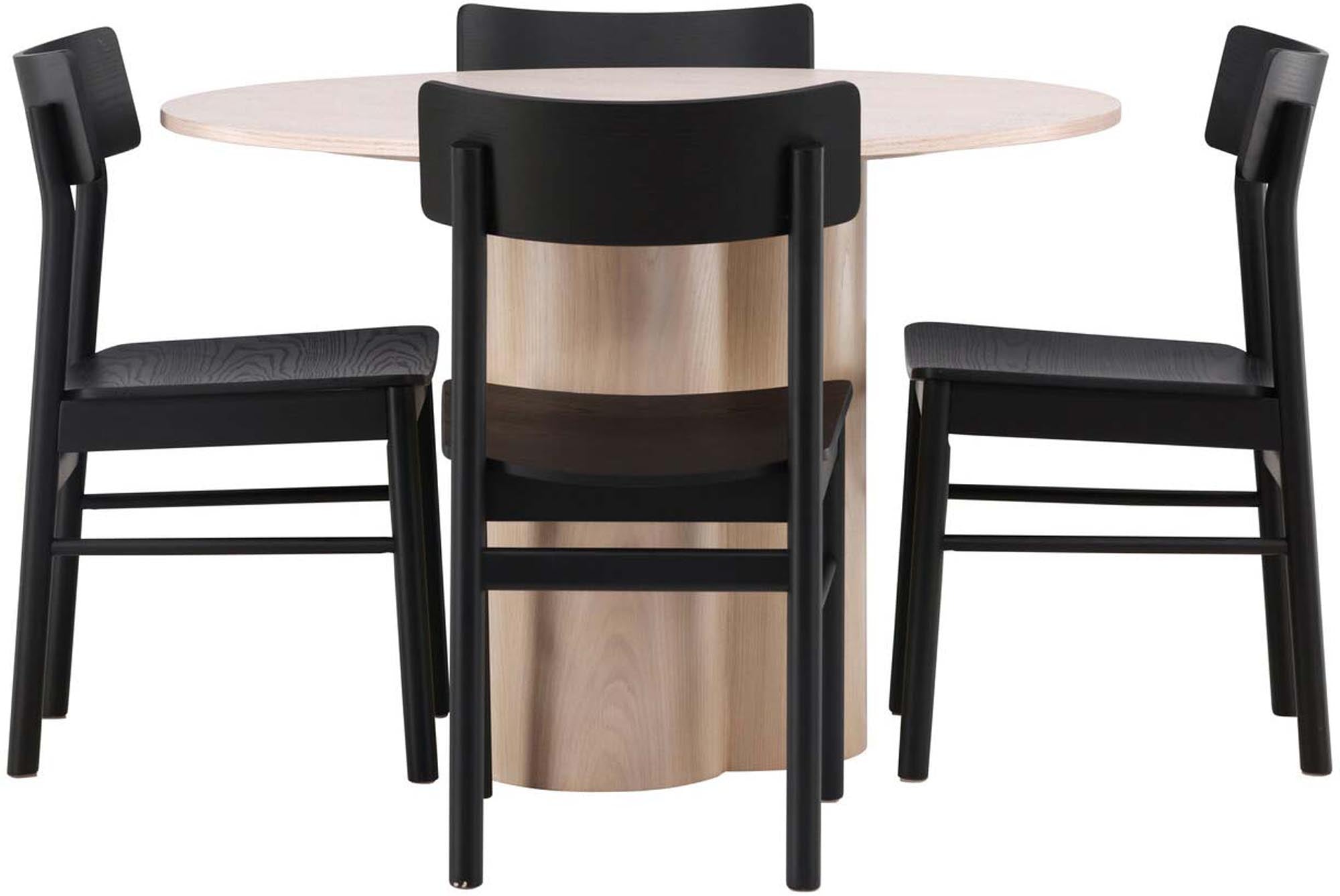 Stilvolles Olivia Esszimmer Set mit rundem Tisch und 4 Stühlen.