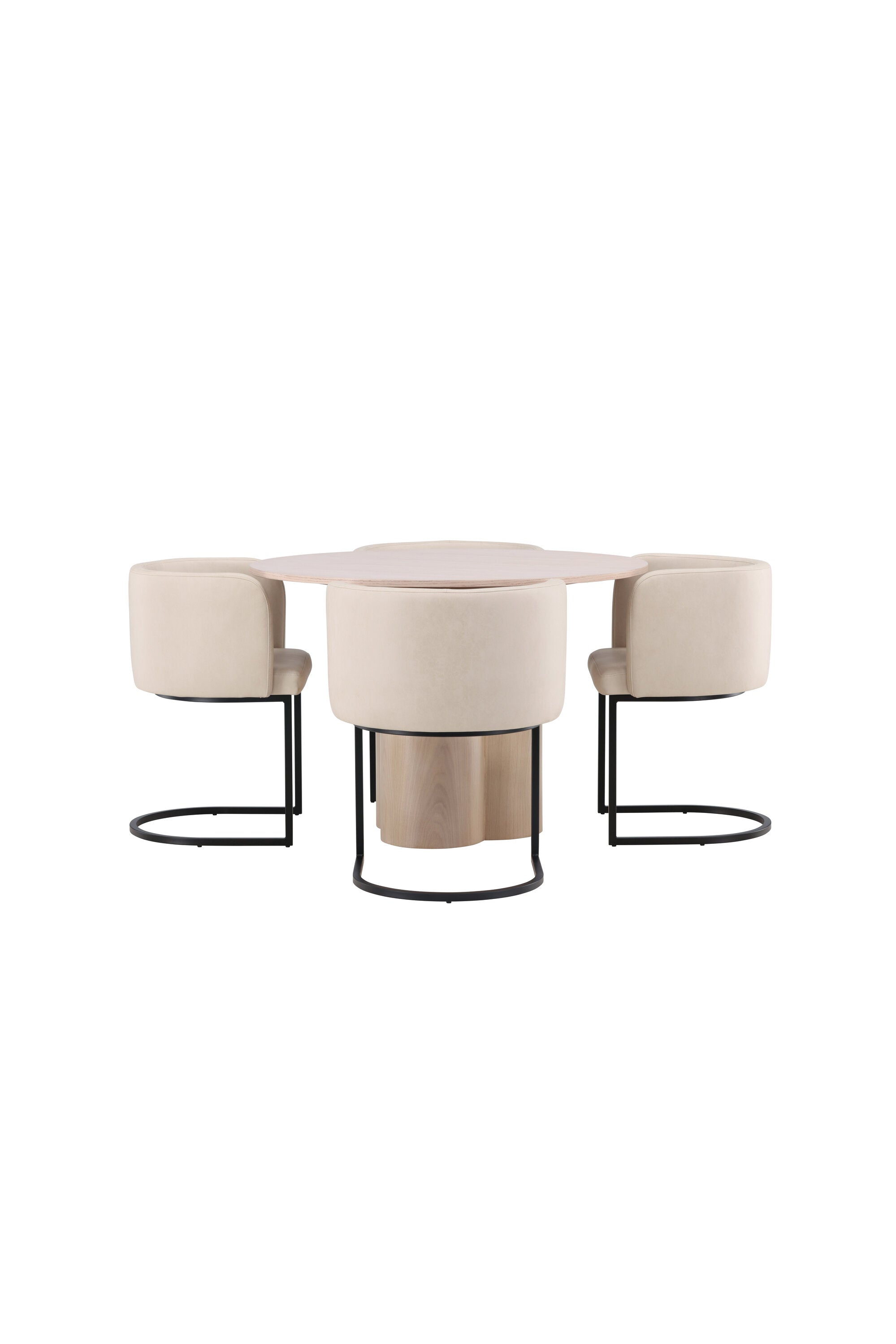 Olivia Esszimmer Set + Simrishamn ⌀110cm/4St. in Natur / Beige / Schwarz präsentiert im Onlineshop von KAQTU Design AG. Esszimmerset ist von Venture Home