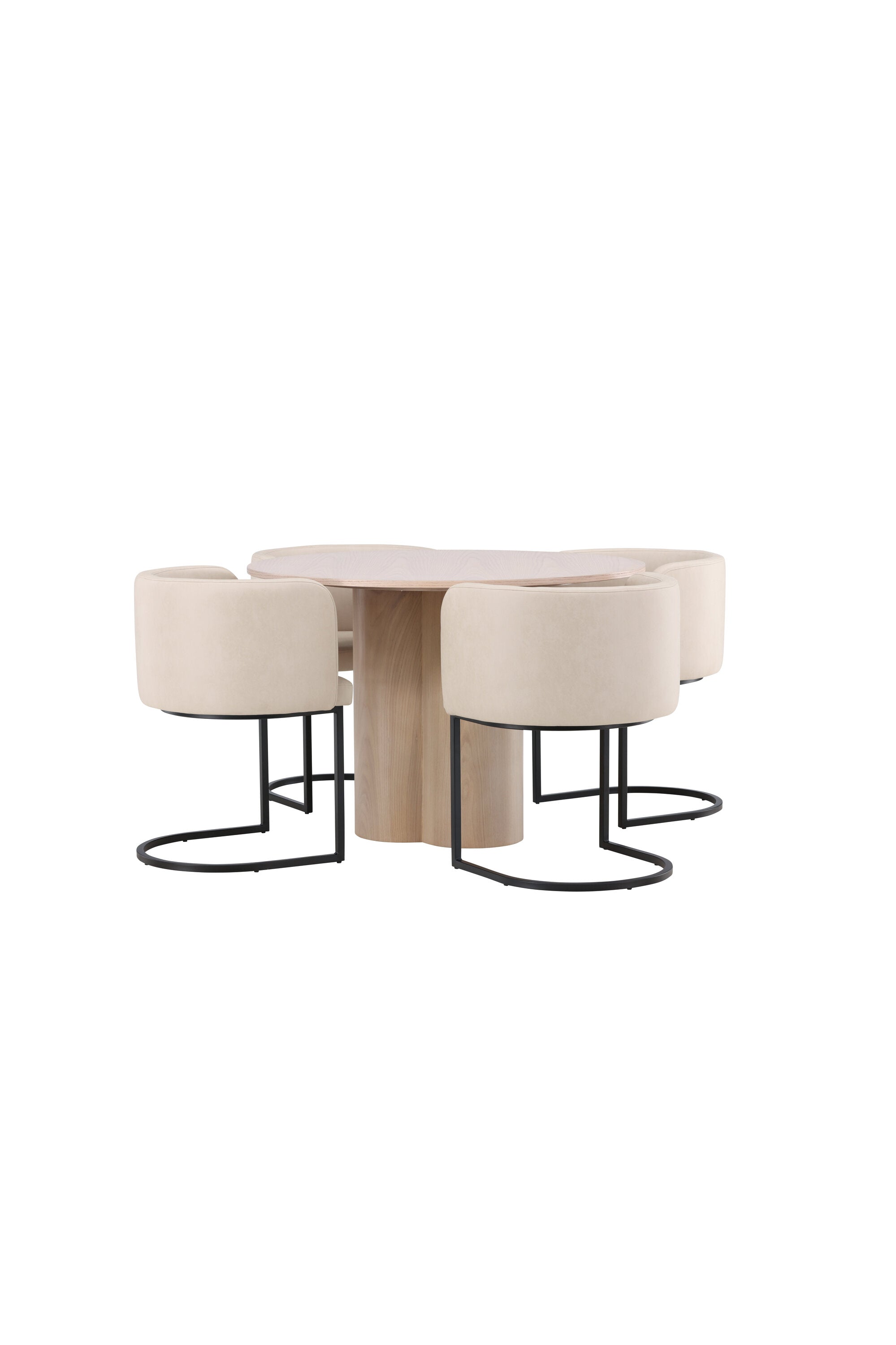 Olivia Esszimmer Set + Simrishamn ⌀110cm/4St. in Natur / Beige / Schwarz präsentiert im Onlineshop von KAQTU Design AG. Esszimmerset ist von Venture Home