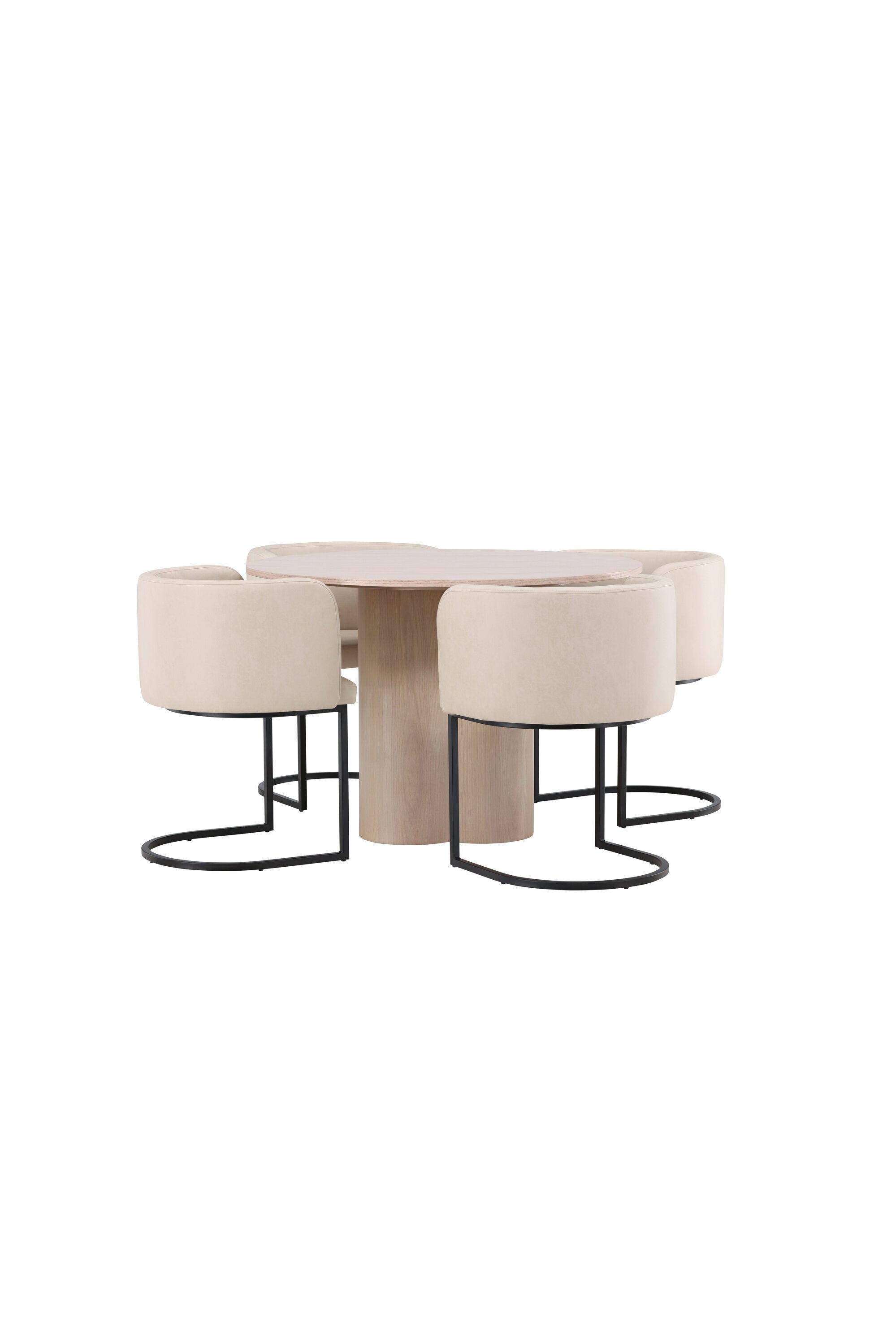 Olivia Esszimmer Set + Simrishamn ⌀110cm/4St. in Natur / Beige / Schwarz präsentiert im Onlineshop von KAQTU Design AG. Esszimmerset ist von Venture Home