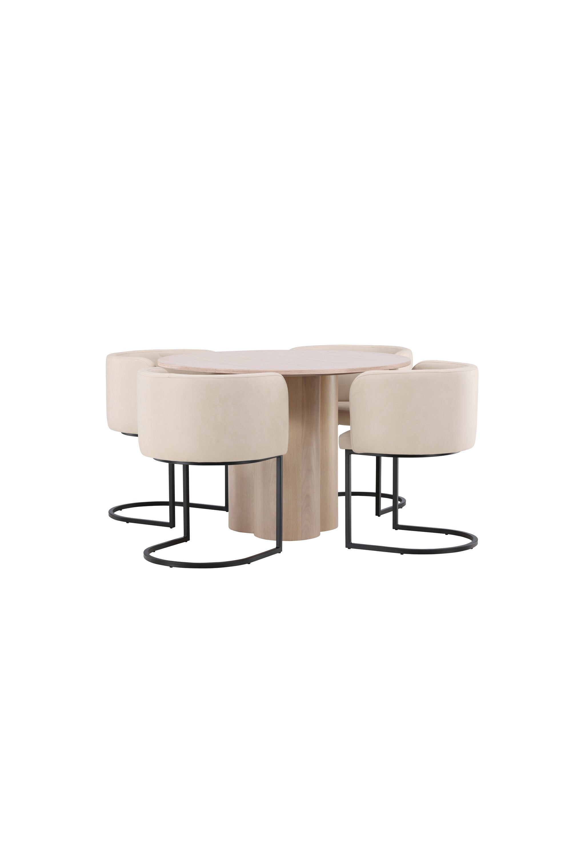 Olivia Esszimmer Set + Simrishamn ⌀110cm/4St. in Natur / Beige / Schwarz präsentiert im Onlineshop von KAQTU Design AG. Esszimmerset ist von Venture Home