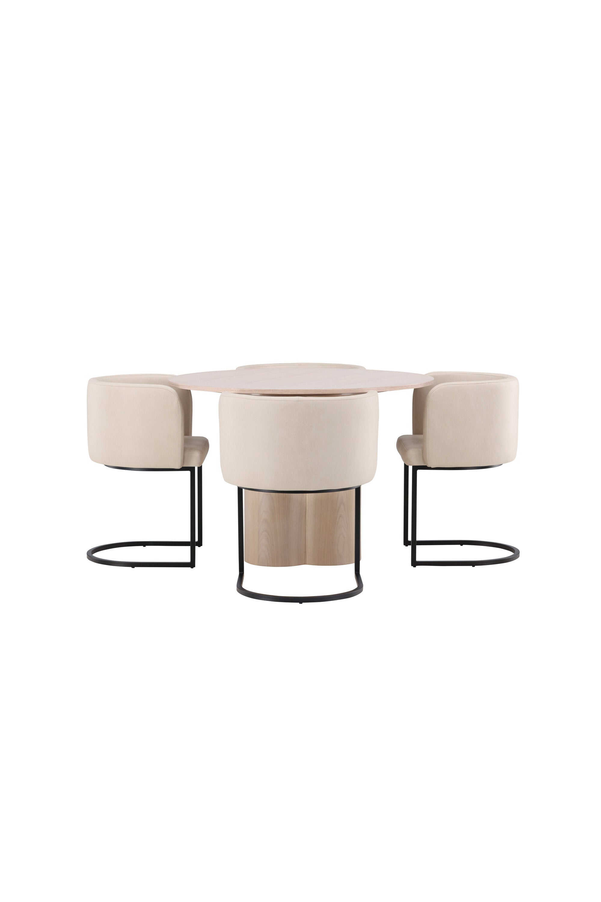 Olivia Esszimmer Set + Simrishamn ⌀110cm/4St. in Natur / Beige / Schwarz präsentiert im Onlineshop von KAQTU Design AG. Esszimmerset ist von Venture Home