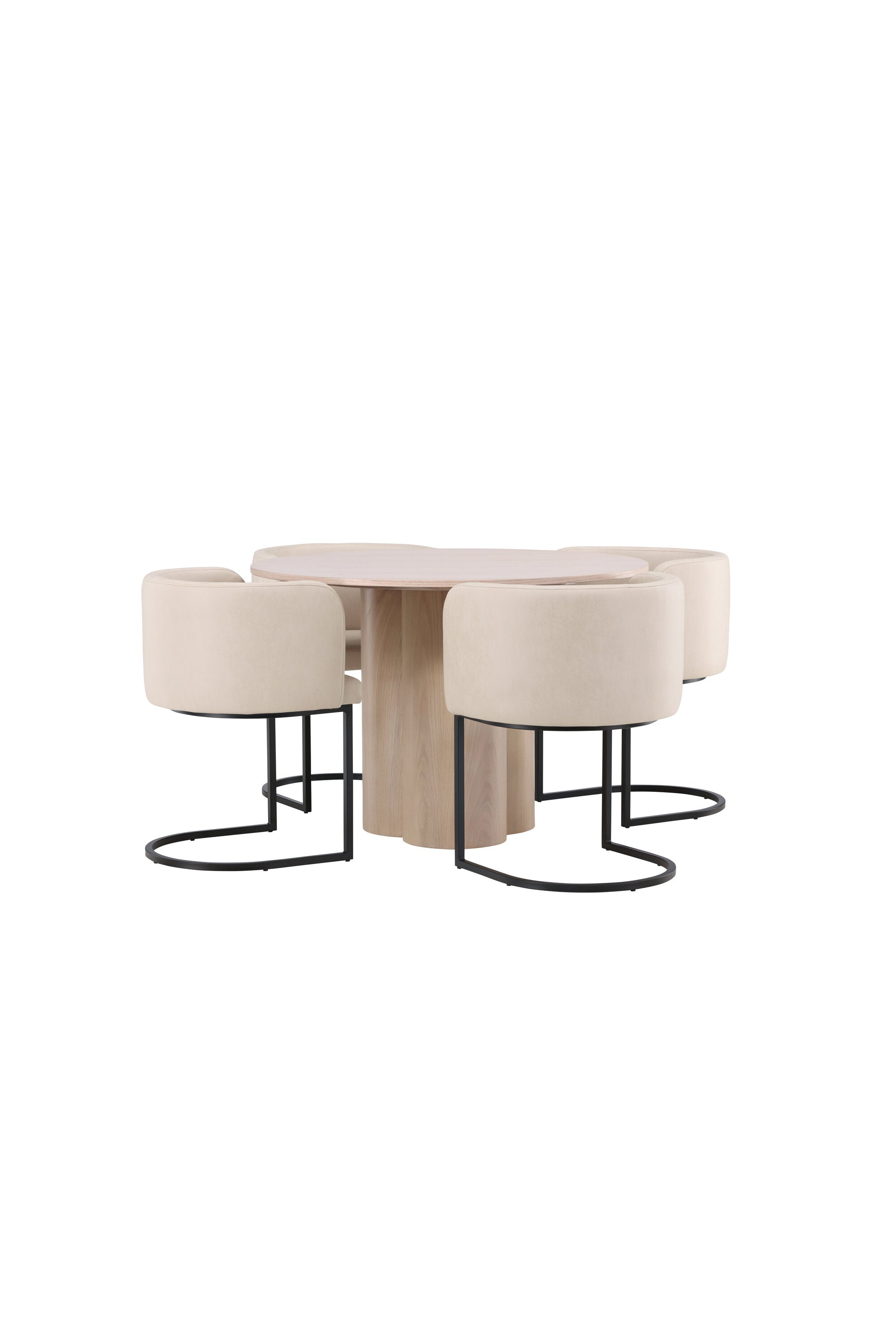 Olivia Esszimmer Set + Simrishamn ⌀110cm/4St. in Natur / Beige / Schwarz präsentiert im Onlineshop von KAQTU Design AG. Esszimmerset ist von Venture Home