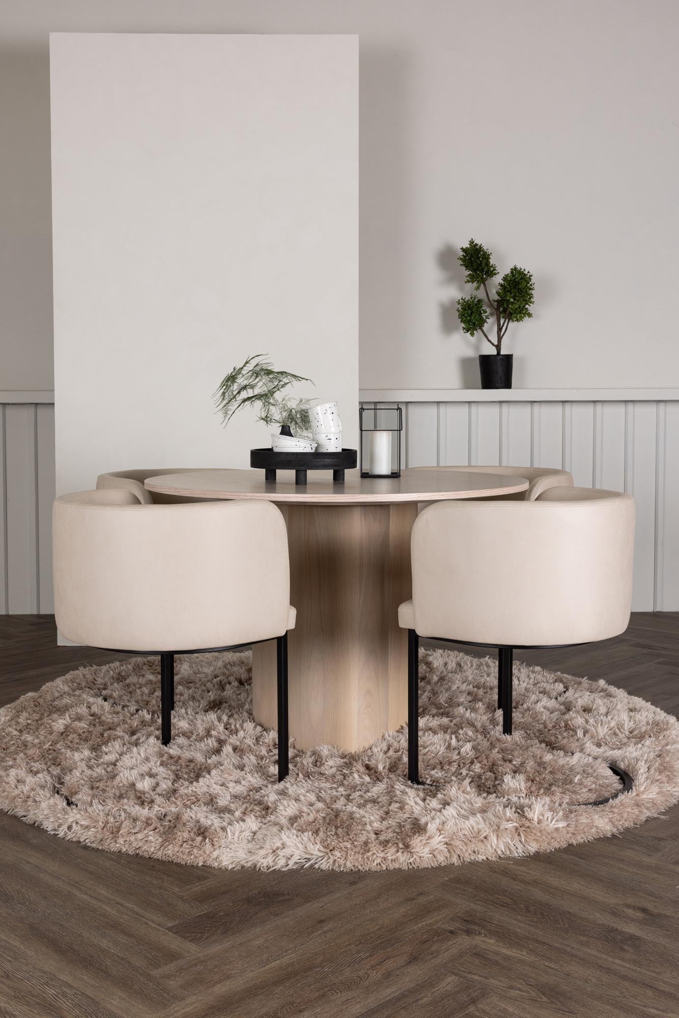 Stilvolles Olivia Esszimmer Set mit rundem Tisch (110 cm) und 4 ergonomischen Stühlen. Perfekt für gesellige Abende und modernes Wohnen.