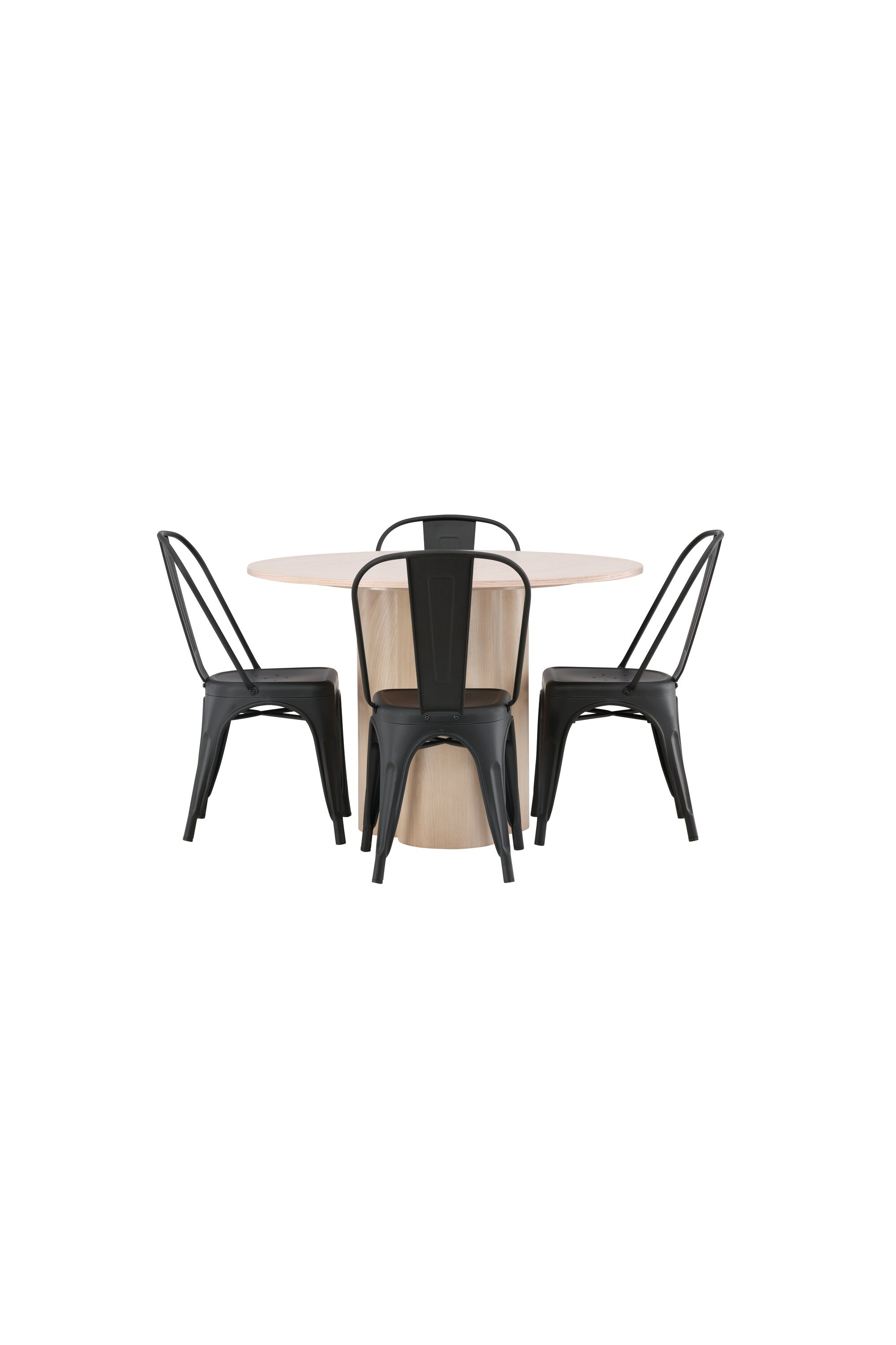 Olivia Esszimmer Set + Tempe ⌀110cm/4St. in Natur / Schwarz präsentiert im Onlineshop von KAQTU Design AG. Esszimmerset ist von Venture Home