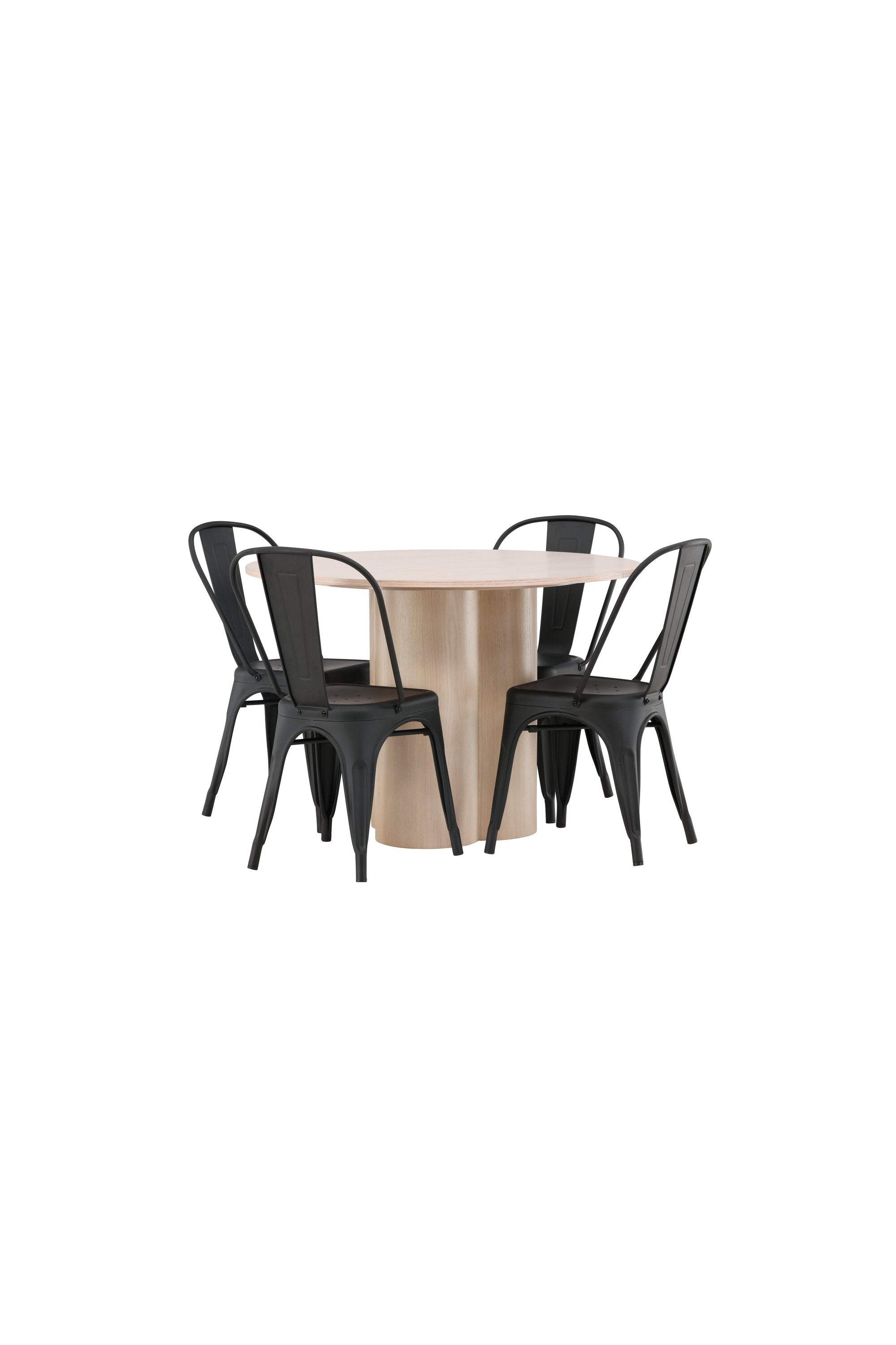 Olivia Esszimmer Set + Tempe ⌀110cm/4St. in Natur / Schwarz präsentiert im Onlineshop von KAQTU Design AG. Esszimmerset ist von Venture Home