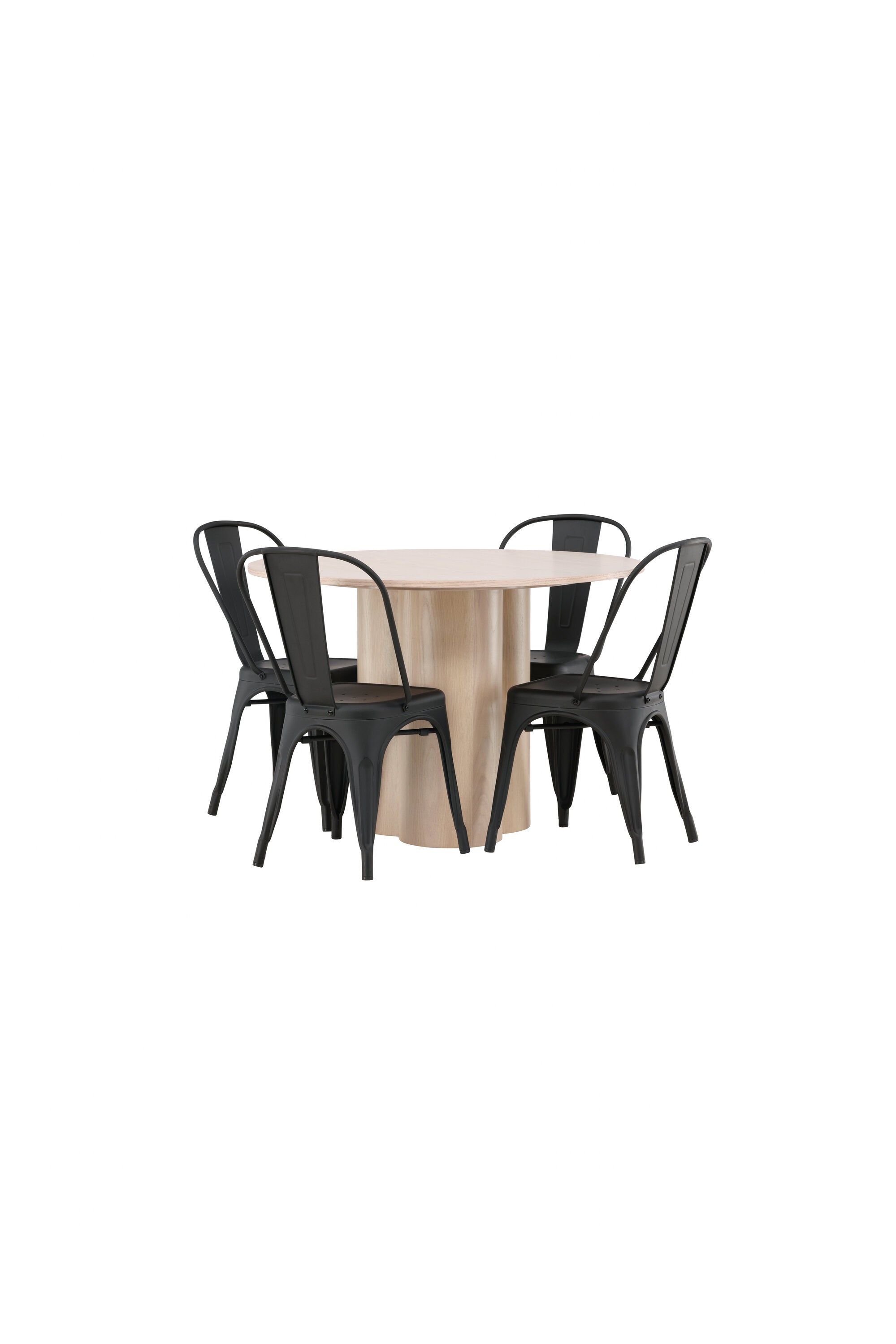 Olivia Esszimmer Set + Tempe ⌀110cm/4St. in Natur / Schwarz präsentiert im Onlineshop von KAQTU Design AG. Esszimmerset ist von Venture Home