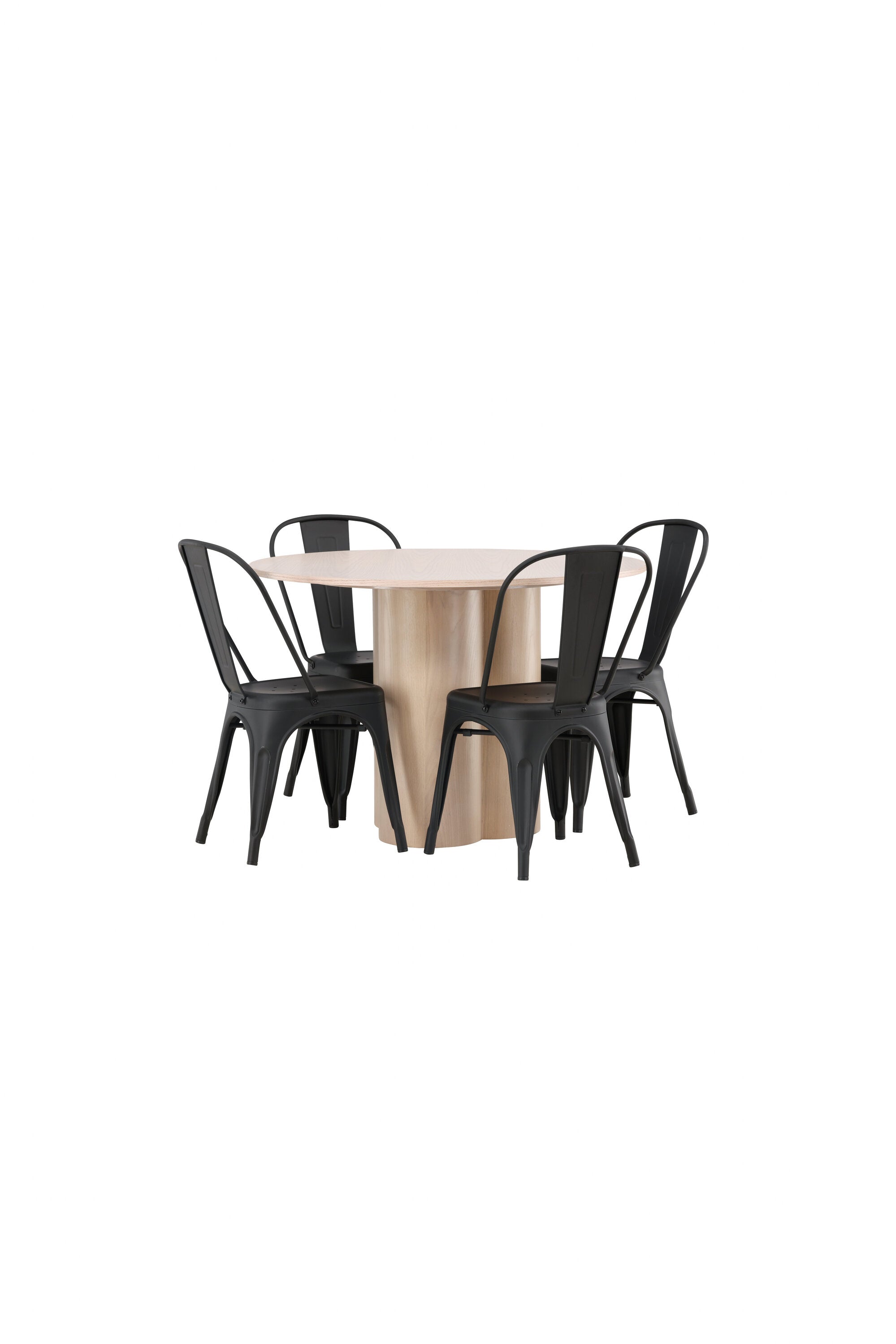 Olivia Esszimmer Set + Tempe ⌀110cm/4St. in Natur / Schwarz präsentiert im Onlineshop von KAQTU Design AG. Esszimmerset ist von Venture Home