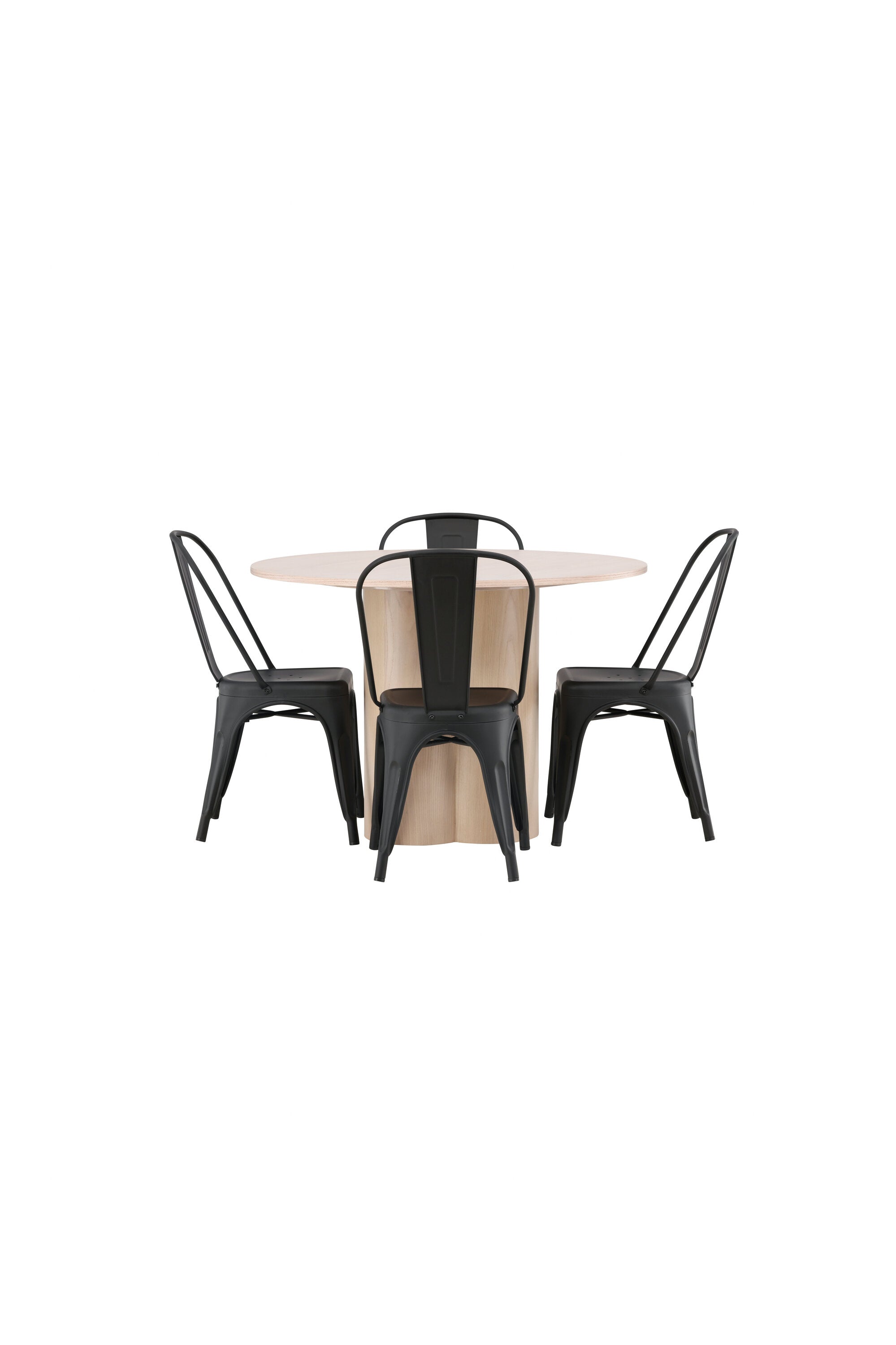 Olivia Esszimmer Set + Tempe ⌀110cm/4St. in Natur / Schwarz präsentiert im Onlineshop von KAQTU Design AG. Esszimmerset ist von Venture Home