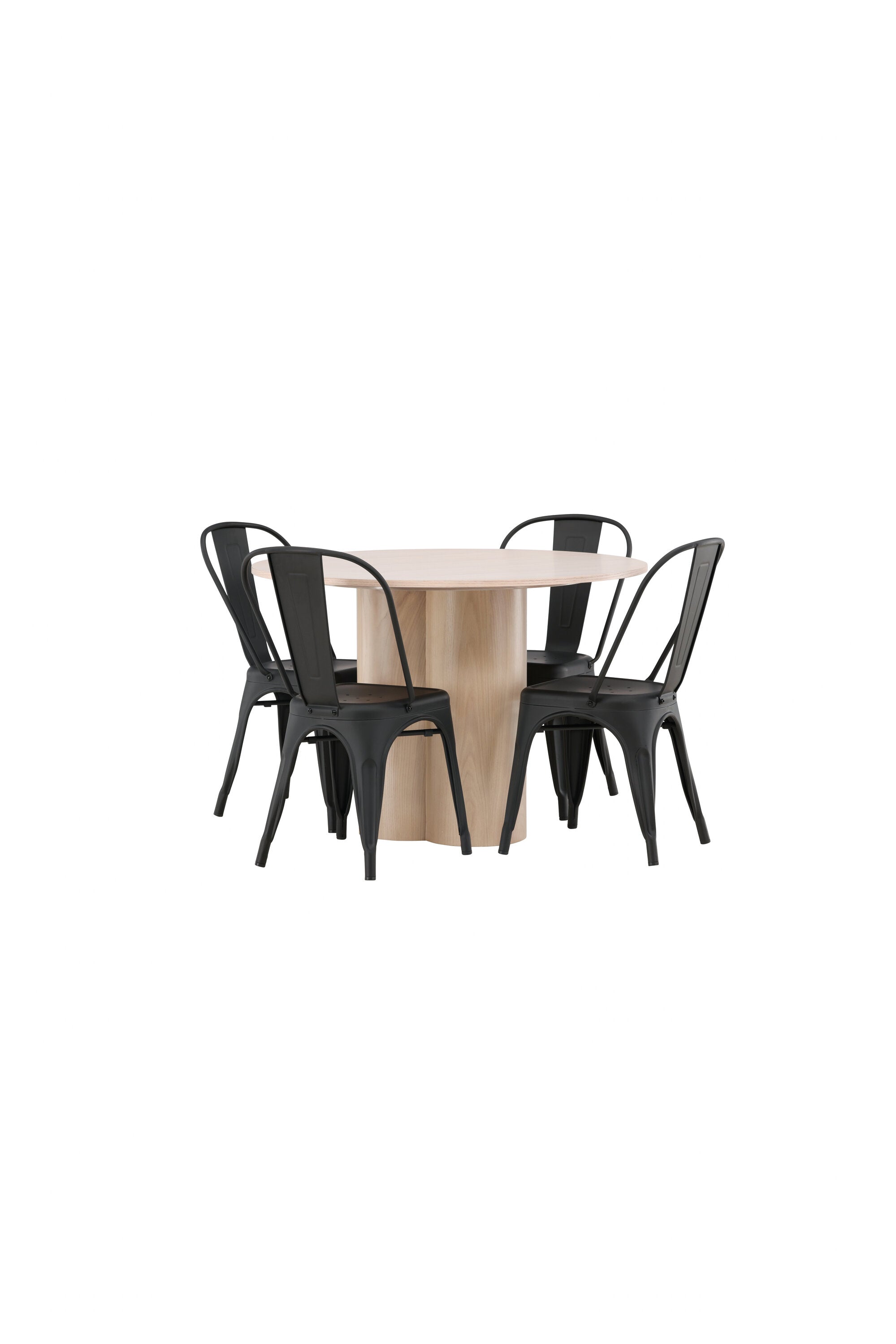 Olivia Esszimmer Set + Tempe ⌀110cm/4St. in Natur / Schwarz präsentiert im Onlineshop von KAQTU Design AG. Esszimmerset ist von Venture Home