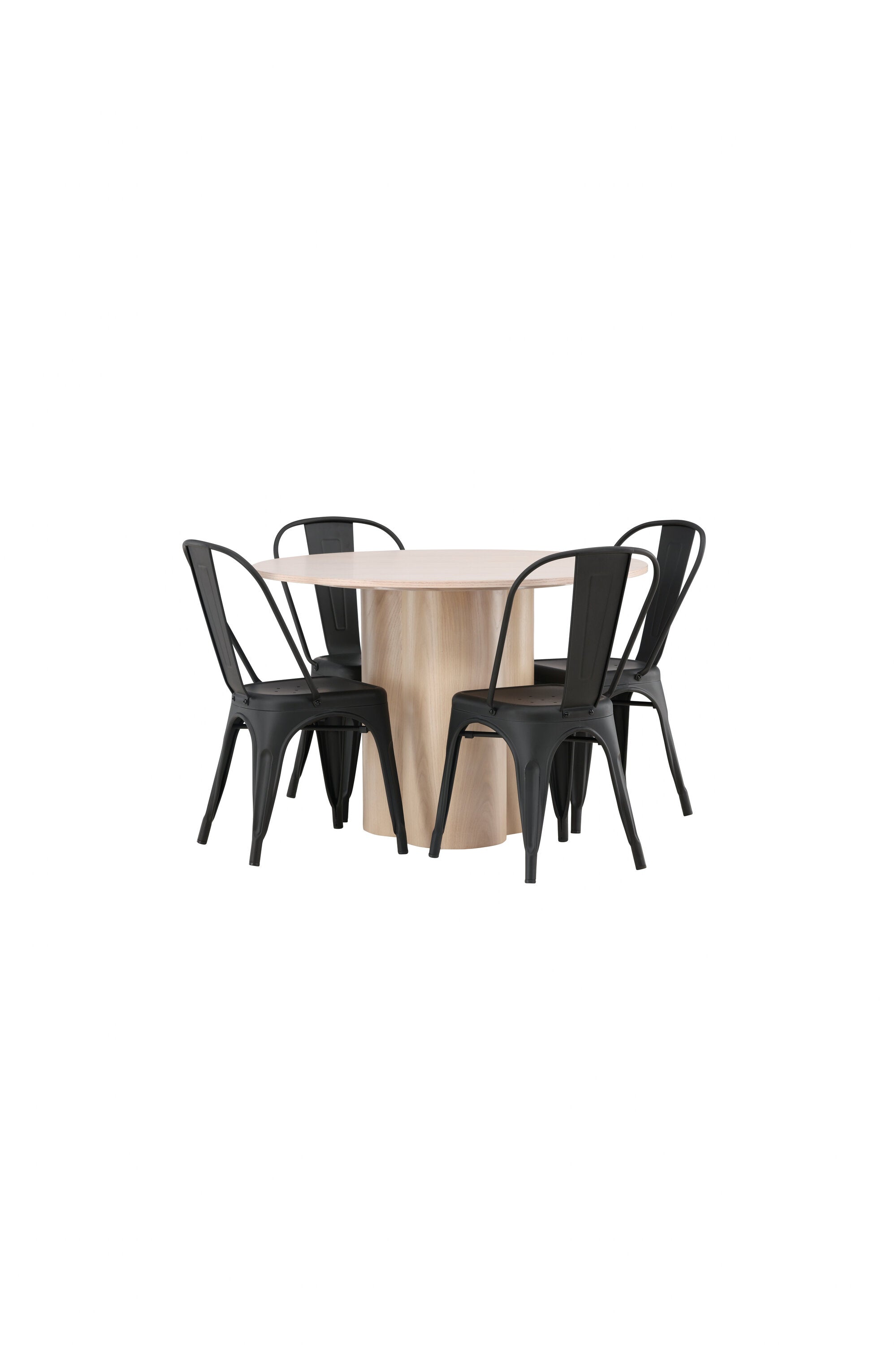 Olivia Esszimmer Set + Tempe ⌀110cm/4St. in Natur / Schwarz präsentiert im Onlineshop von KAQTU Design AG. Esszimmerset ist von Venture Home