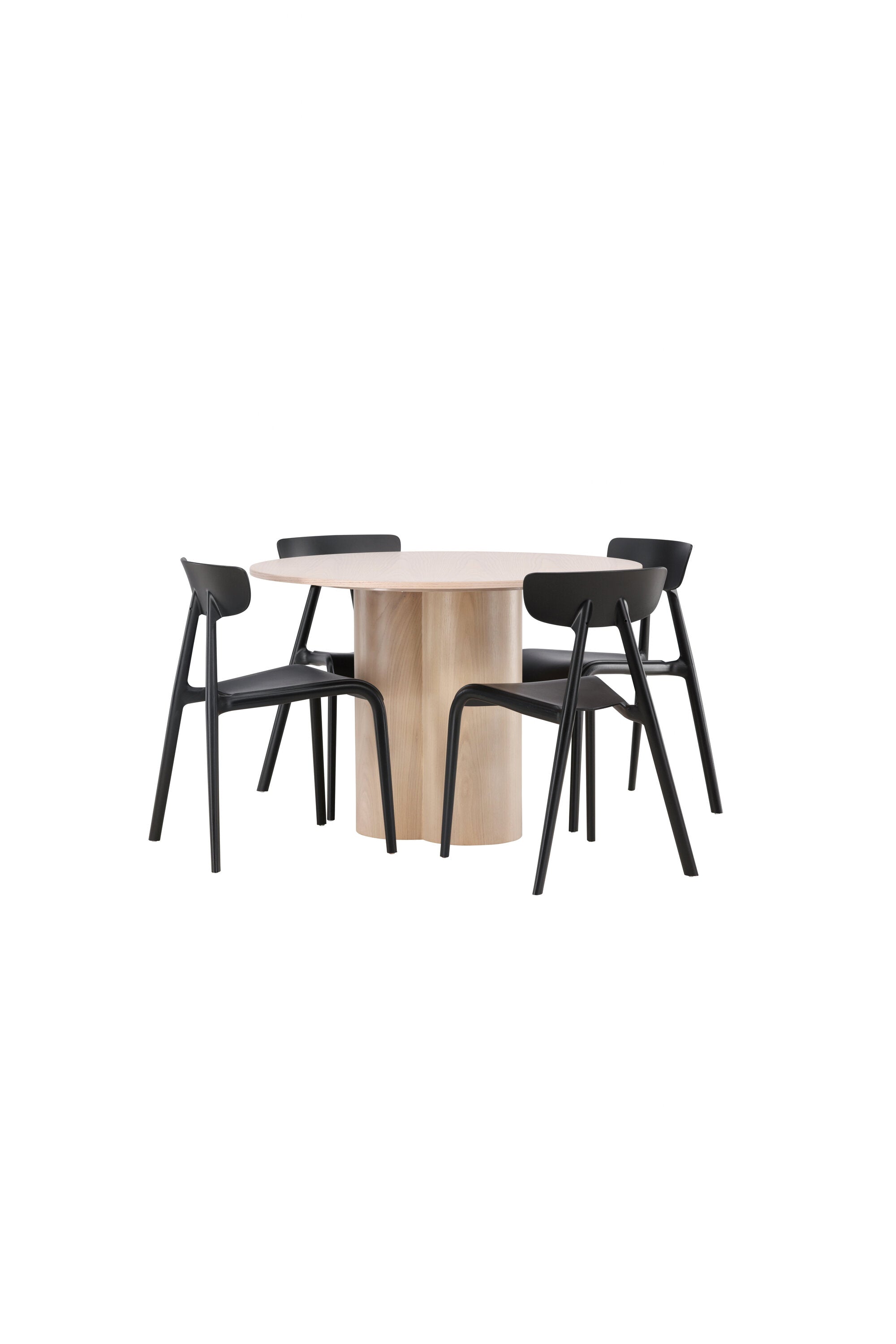 Olivia Esszimmer Set + Ursholmen ⌀110cm/4St. in Natur / Schwarz präsentiert im Onlineshop von KAQTU Design AG. Esszimmerset ist von Venture Home