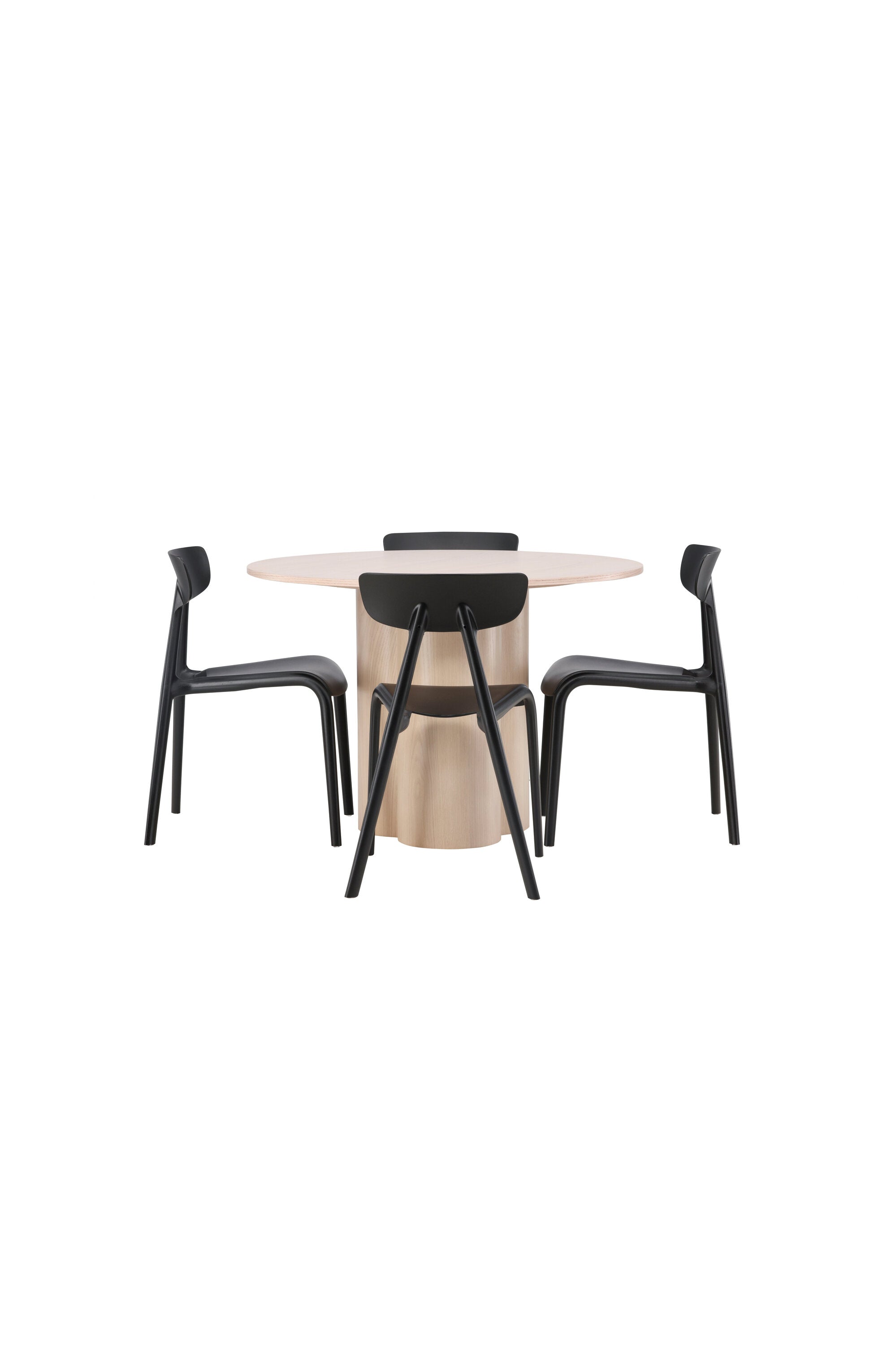 Olivia Esszimmer Set + Ursholmen ⌀110cm/4St. in Natur / Schwarz präsentiert im Onlineshop von KAQTU Design AG. Esszimmerset ist von Venture Home