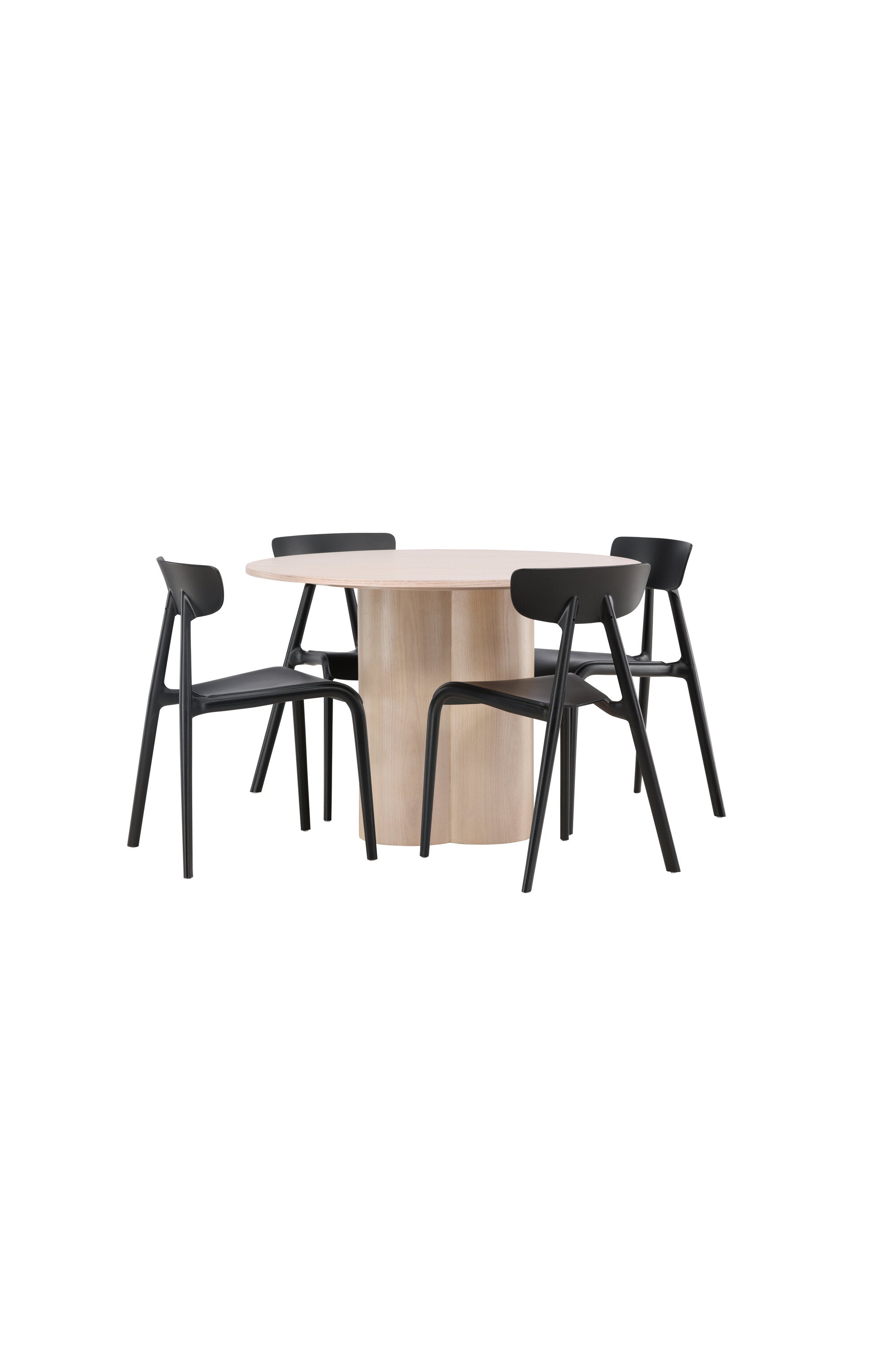 Olivia Esszimmer Set + Ursholmen ⌀110cm/4St. in Natur / Schwarz präsentiert im Onlineshop von KAQTU Design AG. Esszimmerset ist von Venture Home