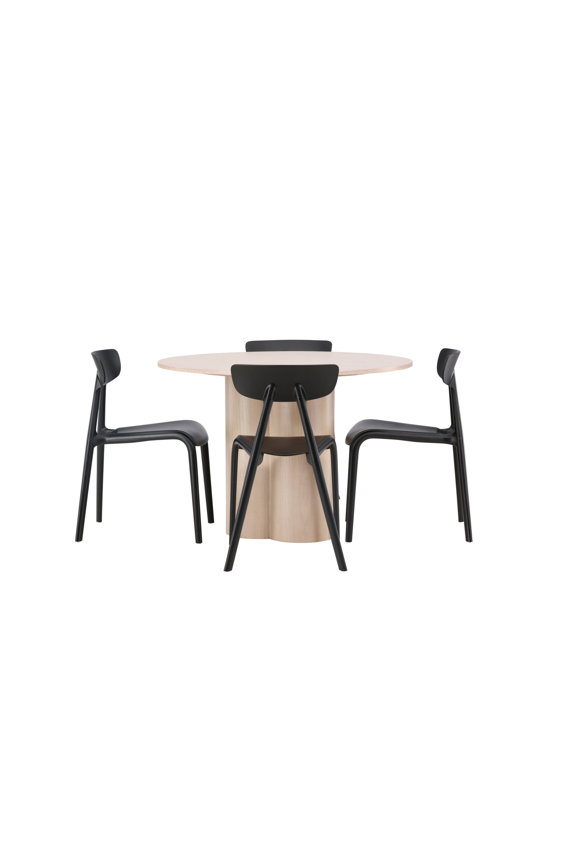 Olivia Esszimmer Set + Ursholmen ⌀110cm/4St. in Natur / Schwarz präsentiert im Onlineshop von KAQTU Design AG. Esszimmerset ist von Venture Home